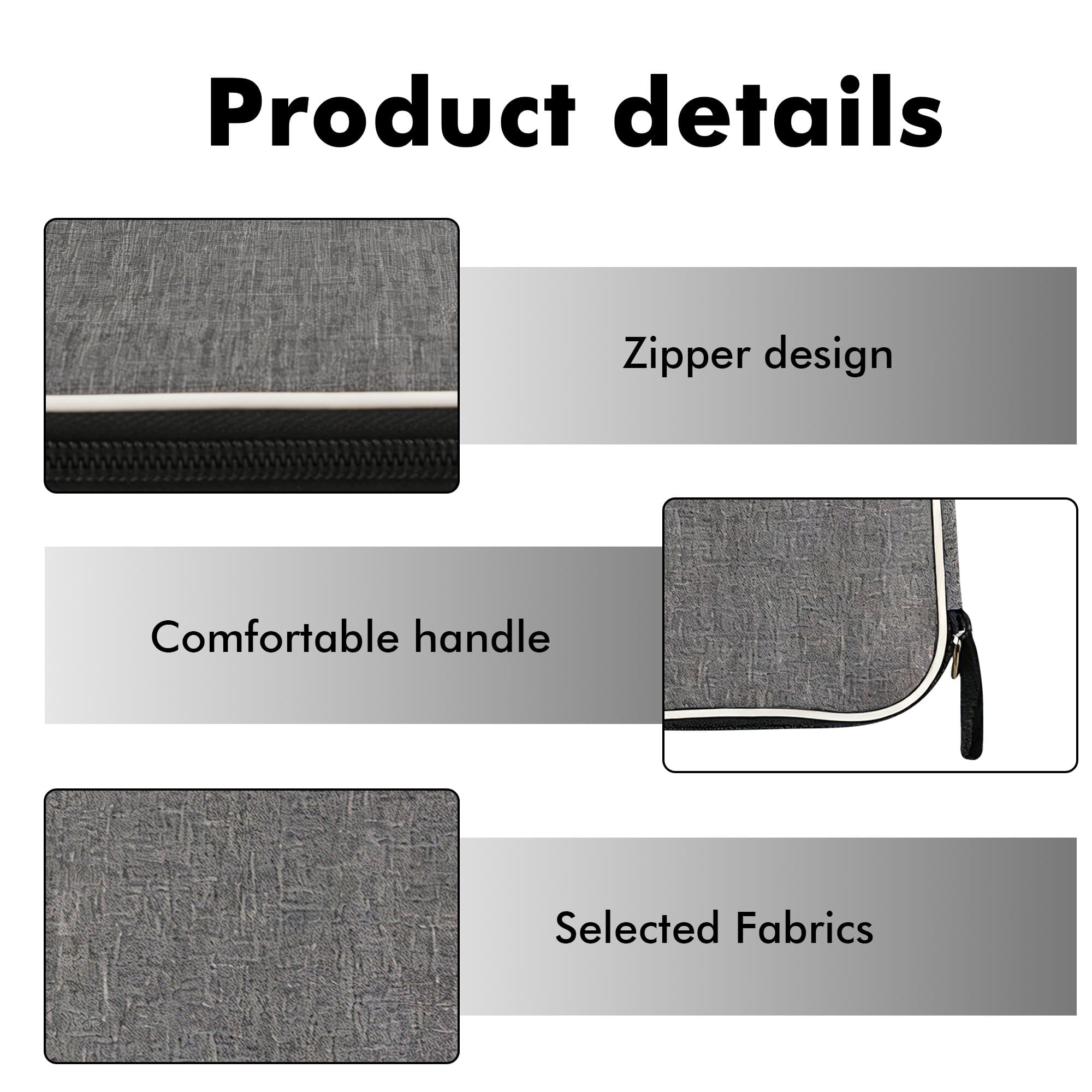 Ping Pong Paddle Case, Portable Table Tennis Racket Storage Bag with Zipper Closure, Fabric Protective Cover for 2 Rackets & Balls - Lightweight Travel Organizer (Gray) - 2