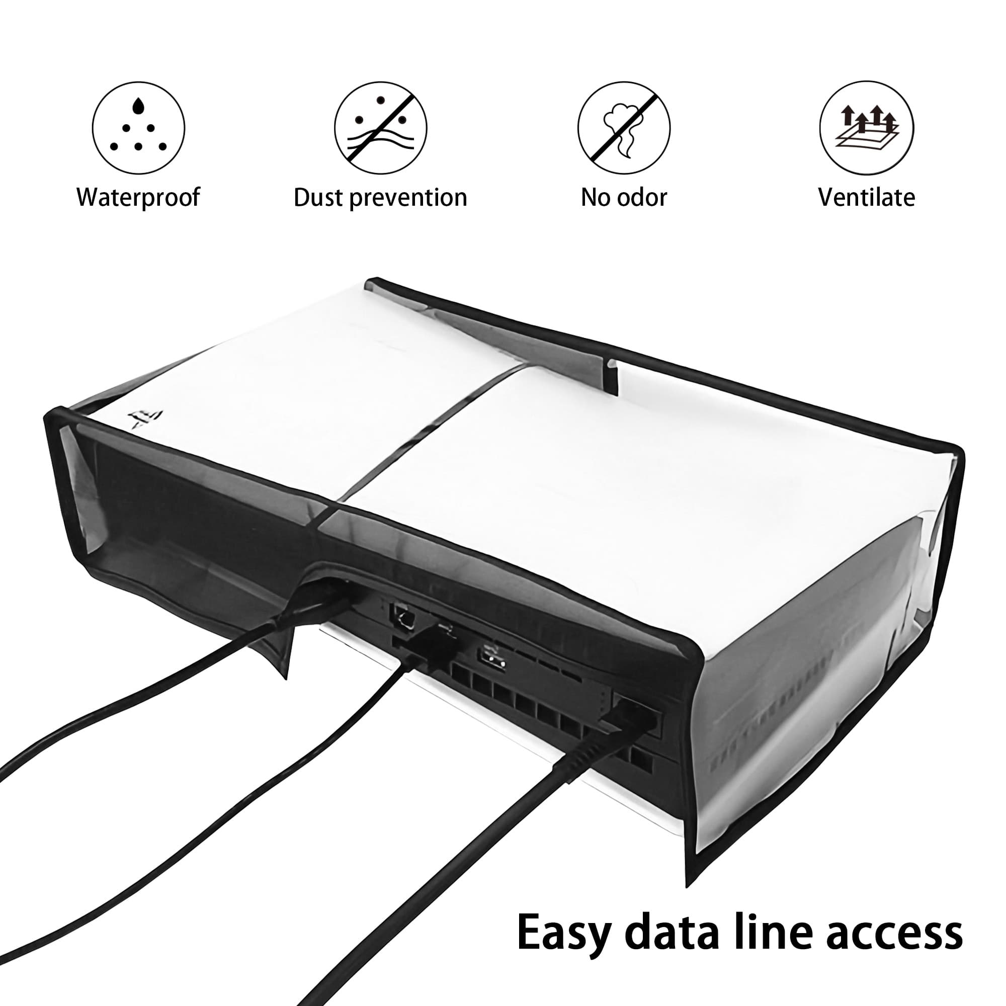 Kingshion Transparent Dust Cover for PS5 Slim Disc Edition, Precision Cut Protective Case Anti Scratch Cover, Transparent Protector Waterproof Cover Sleeve for PS5 Slim Console, Horizontal Model - 1