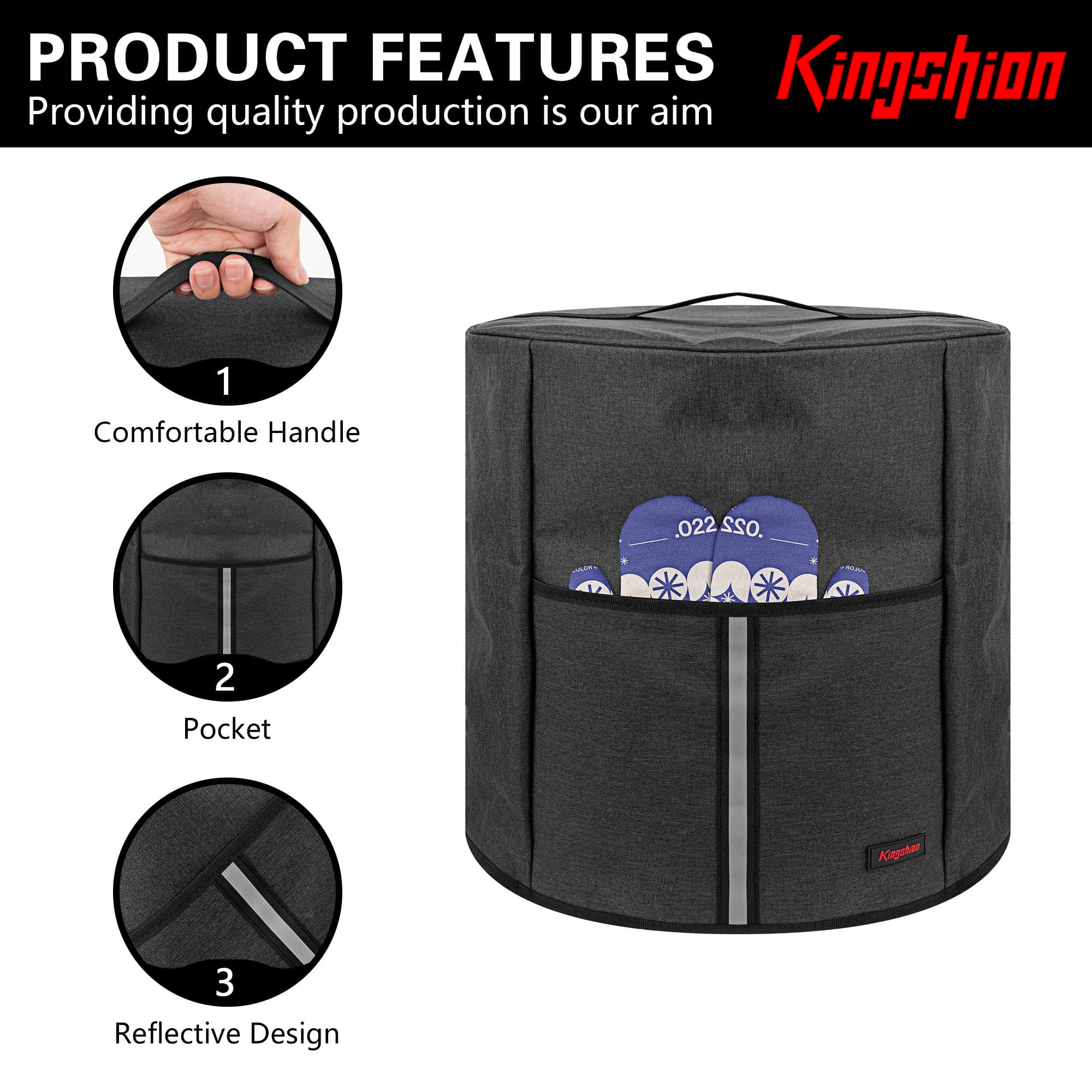 Foodi Multi-Cooker Dust Cover with Top Handle & Accessory Pocket - Compatible with ‌ MAX 15-in-1 SmartLid Multi-Cooker 7.5L Electric Pressure Cookers Protective Cover - Dark Grey (OL750UK) - 2