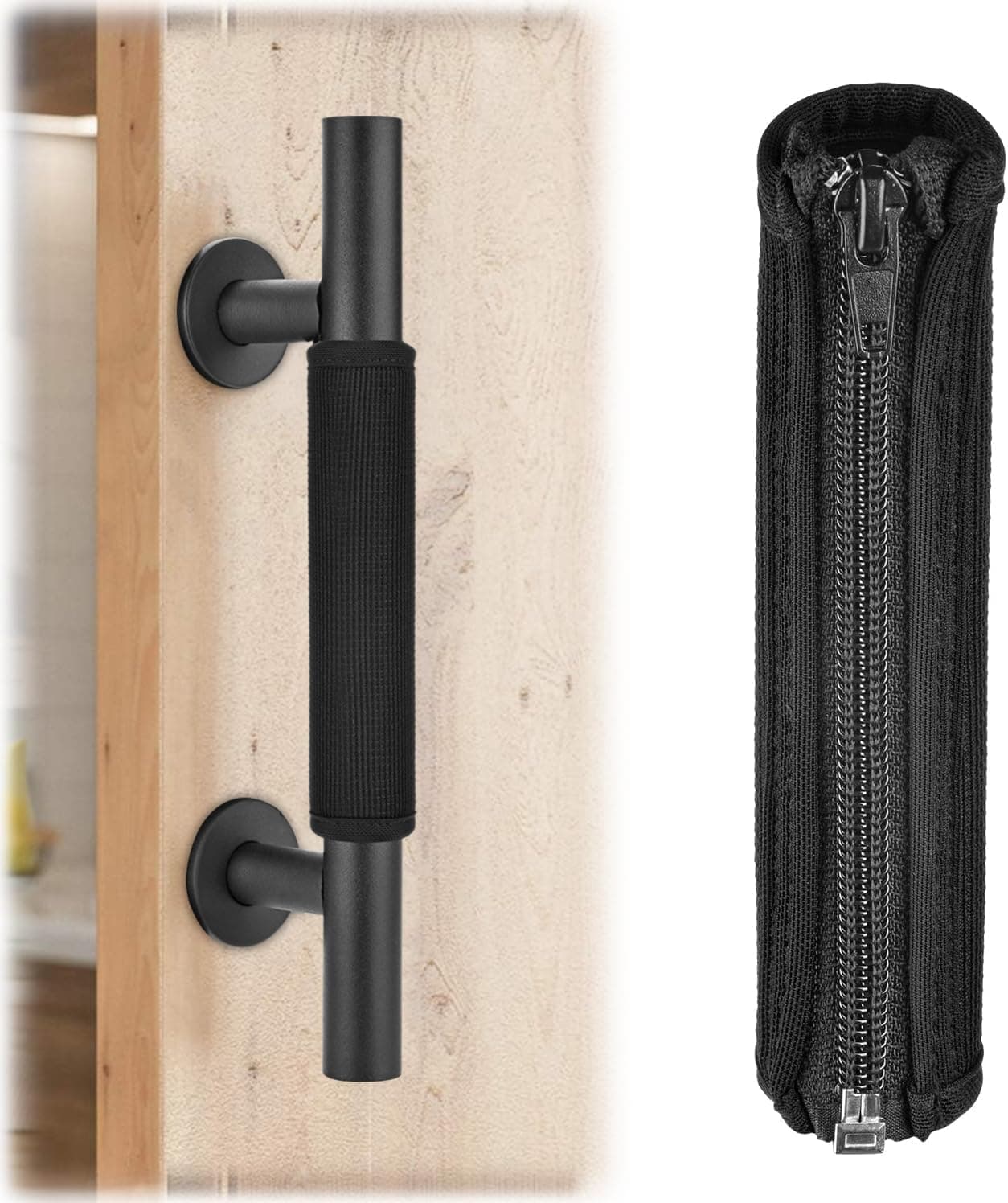 4 PCS Door Handle Covers, Neoprene Rubber Doorknob Protectors with Zippered Adjustable Opening, Anti-Scald & Antifreeze Cushion Covers to Shield Hands from Chills