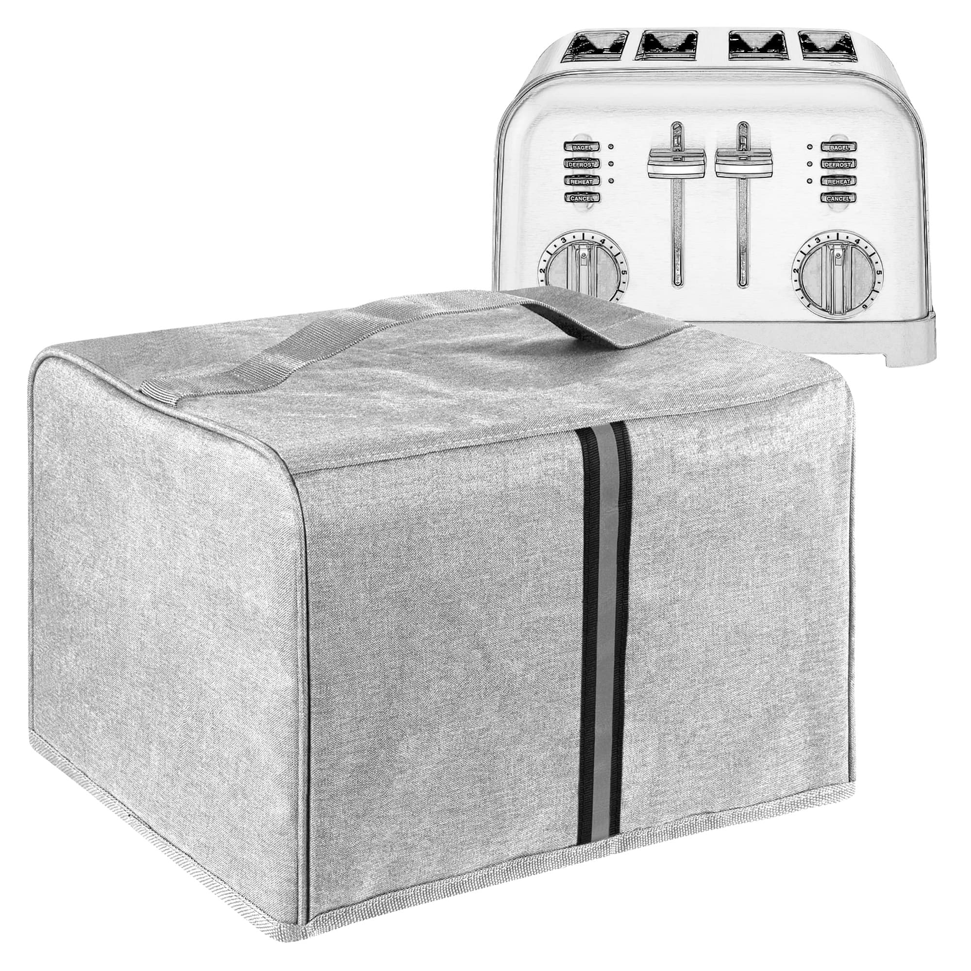 Kingshion Toaster Cover Compatible with Most 4-slice Toasters, Toaster Cover Storage  for Most 4-slice Toasters, Washable and Dust Protection (Light Gray)