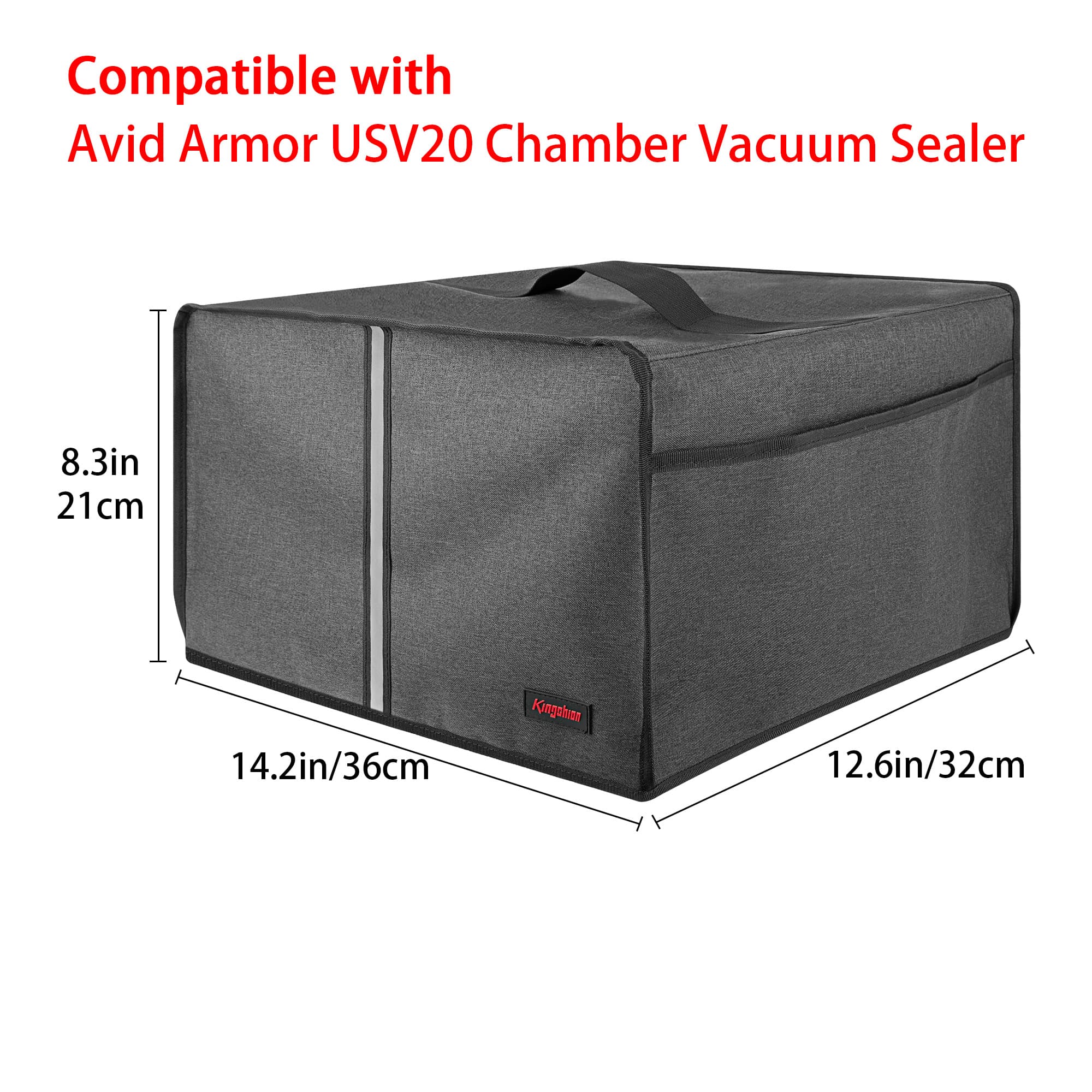 Kingshion Vacuum Sealer Dust Cover with Lateral Pockets Compatible with Avid Armor USV20 Chamber Vacuum Sealer, 14.2 x 12.6 x 8.3 In -Dark Gray - 1
