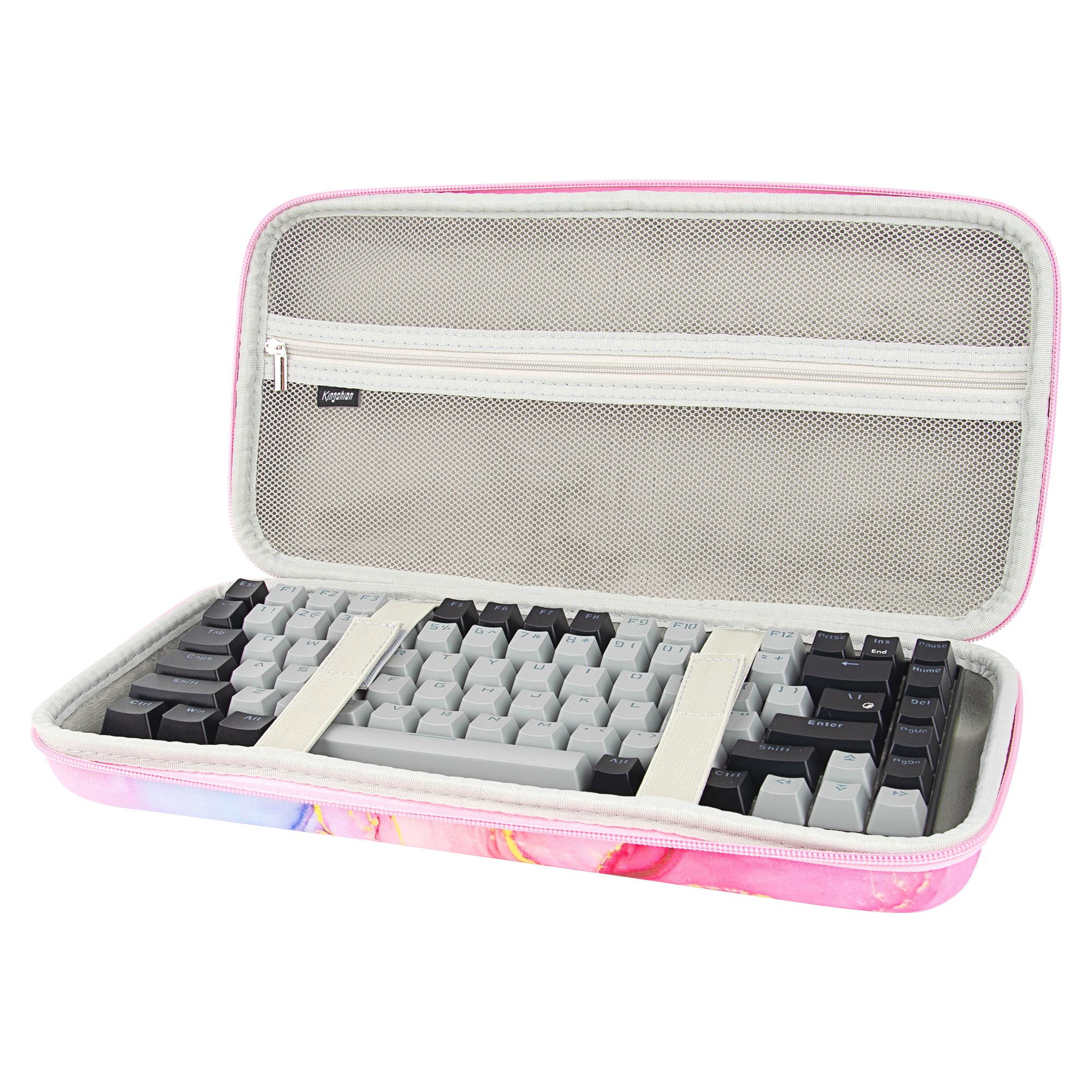 Kingshion Hard Shell Travel Bag, 75% Keyboard Case Compatible with Keychron K2,Melgeek,Logitech POP Keys Mechanical,MX Mechanical Mini Wireless Keyboard,84 Key Wireless Portable Keyboard-Pink - 2