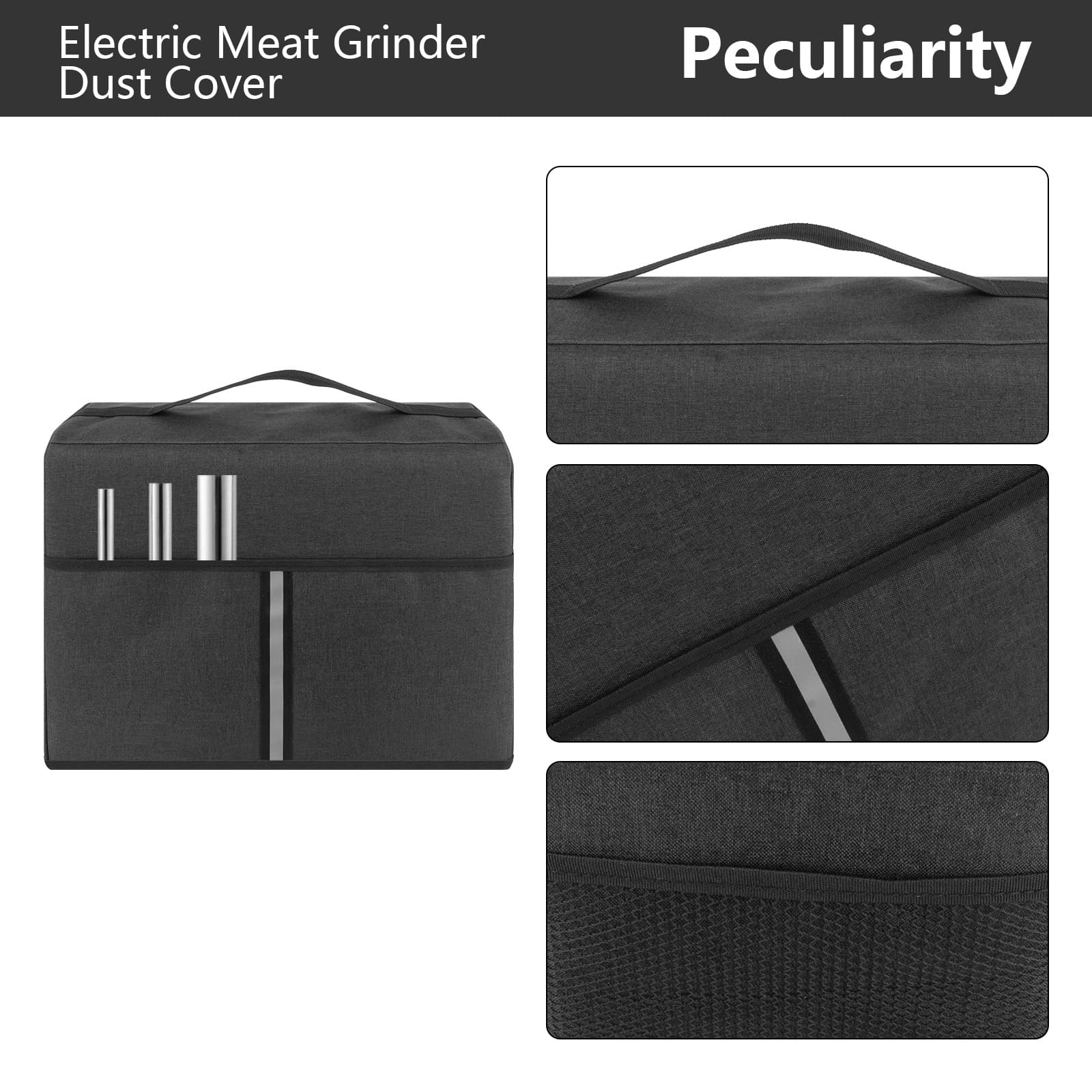 Kingshion Electric Meat Grinder Dust Cover, Heavy Duty Meat Mincer Dust Cover, Sausage Stuffer Maker Dust Cover, Food Grinder Dust Cover, Compatible with Most Electric Mixers - Dark Grey - 2