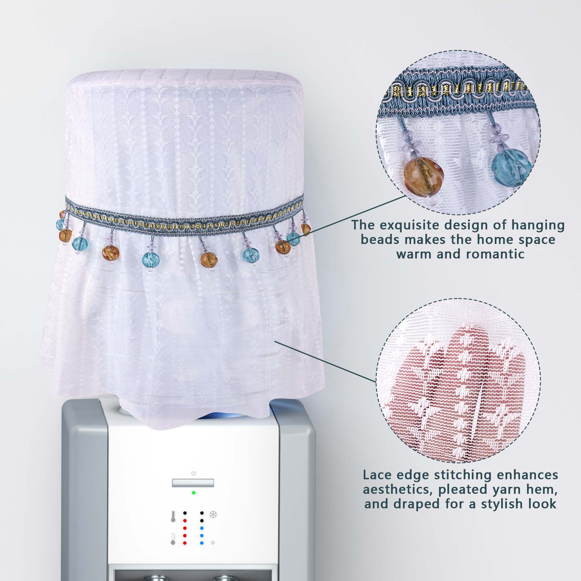 Kingshion 5 Gallon Water Dispenser Barrel Dust Cover,  Lace Style with Decorative Dust Cover for Water Cooler,Pendant Reusable Water Dispenser Bottle Protective Covers for Home Office-Blue - 2