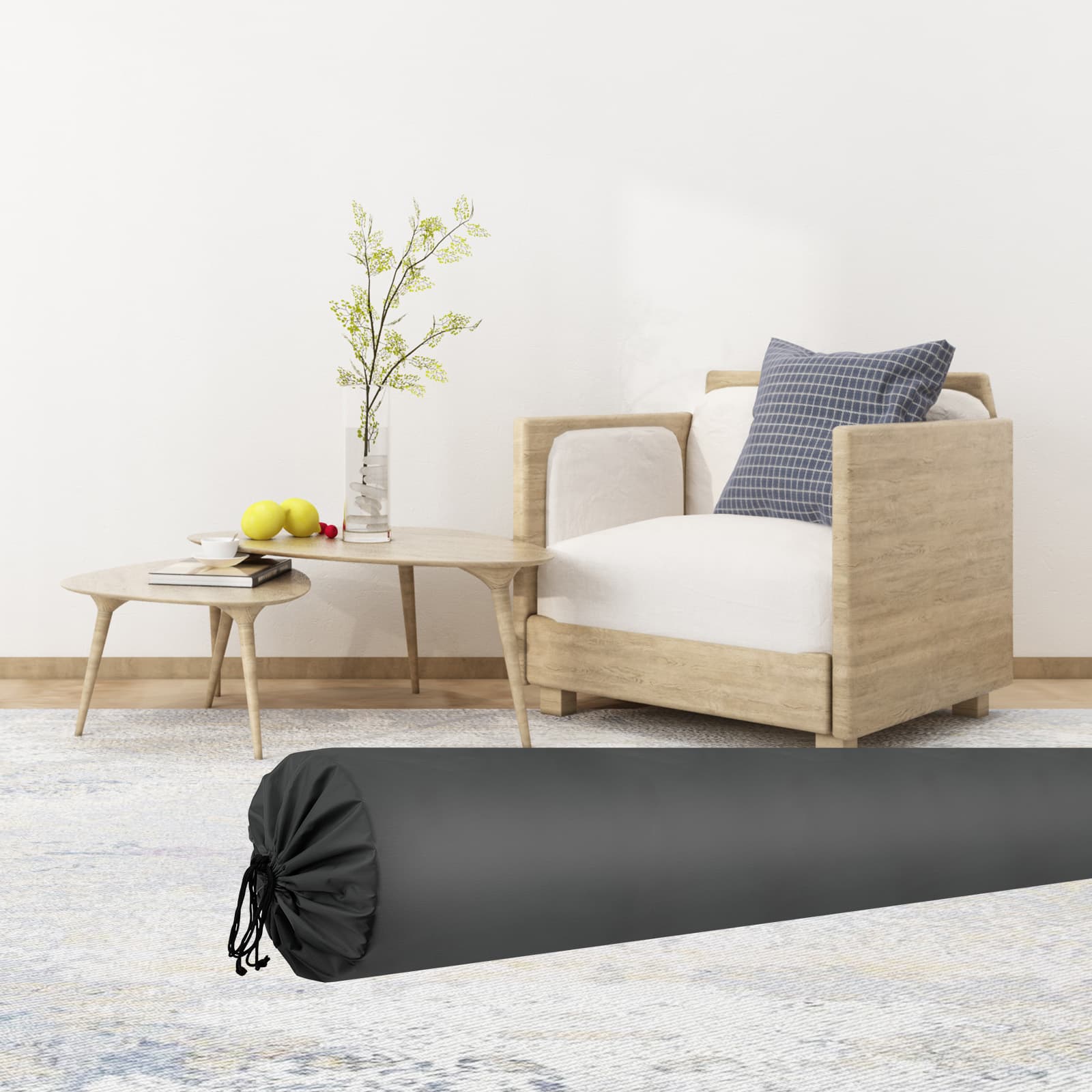 Kingshion 90 In Rug Storage Bag, Heavy Duty Waterproof & Dustproof Storage Bag, Large Polyester Drawstring Rug Storage Bag, Compatible with Rugs up to 6 x 9 Ft, Protection for Rolled Rug 20 x 90.5 In - 5
