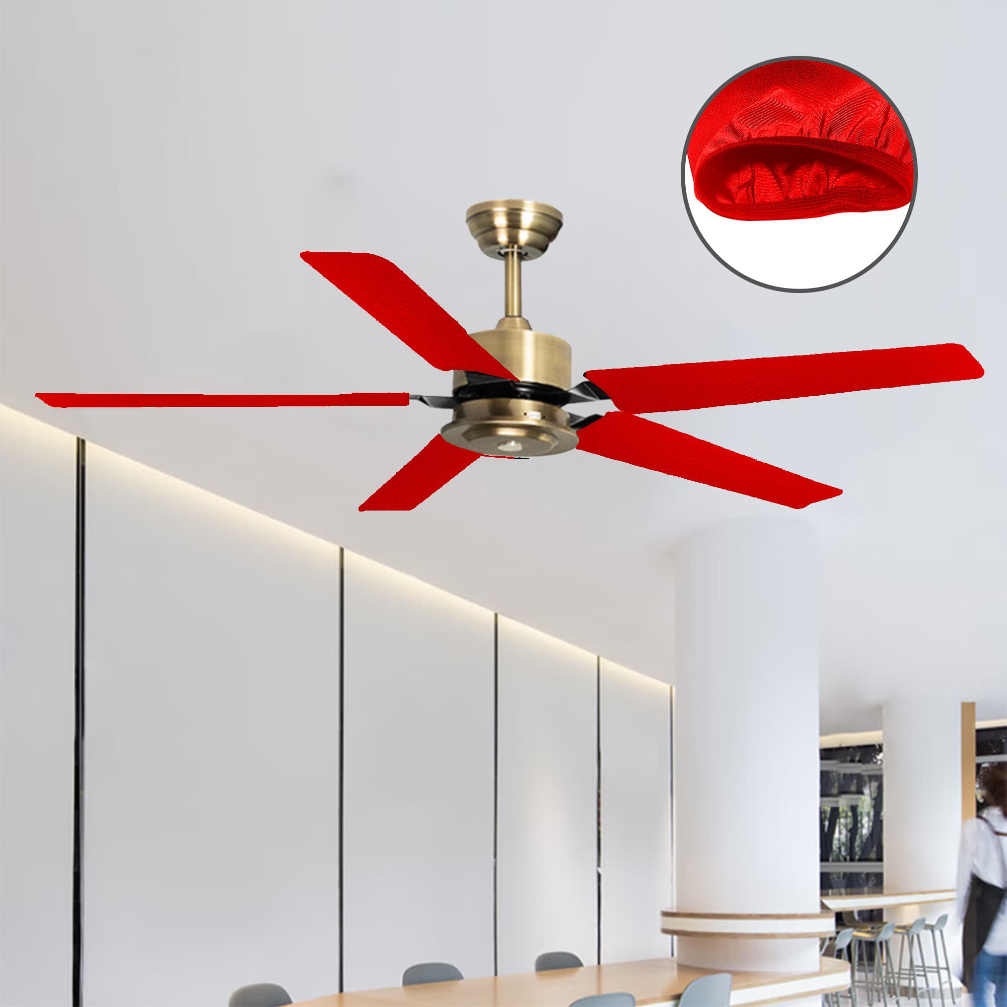 Kingshion 5 Pack Ceiling Fan Blade Covers Suitable for Most Ceiling Fan Blades- Fit Size fan blades 5-6 " wide, 19.5 - 22" long (Red) - 3