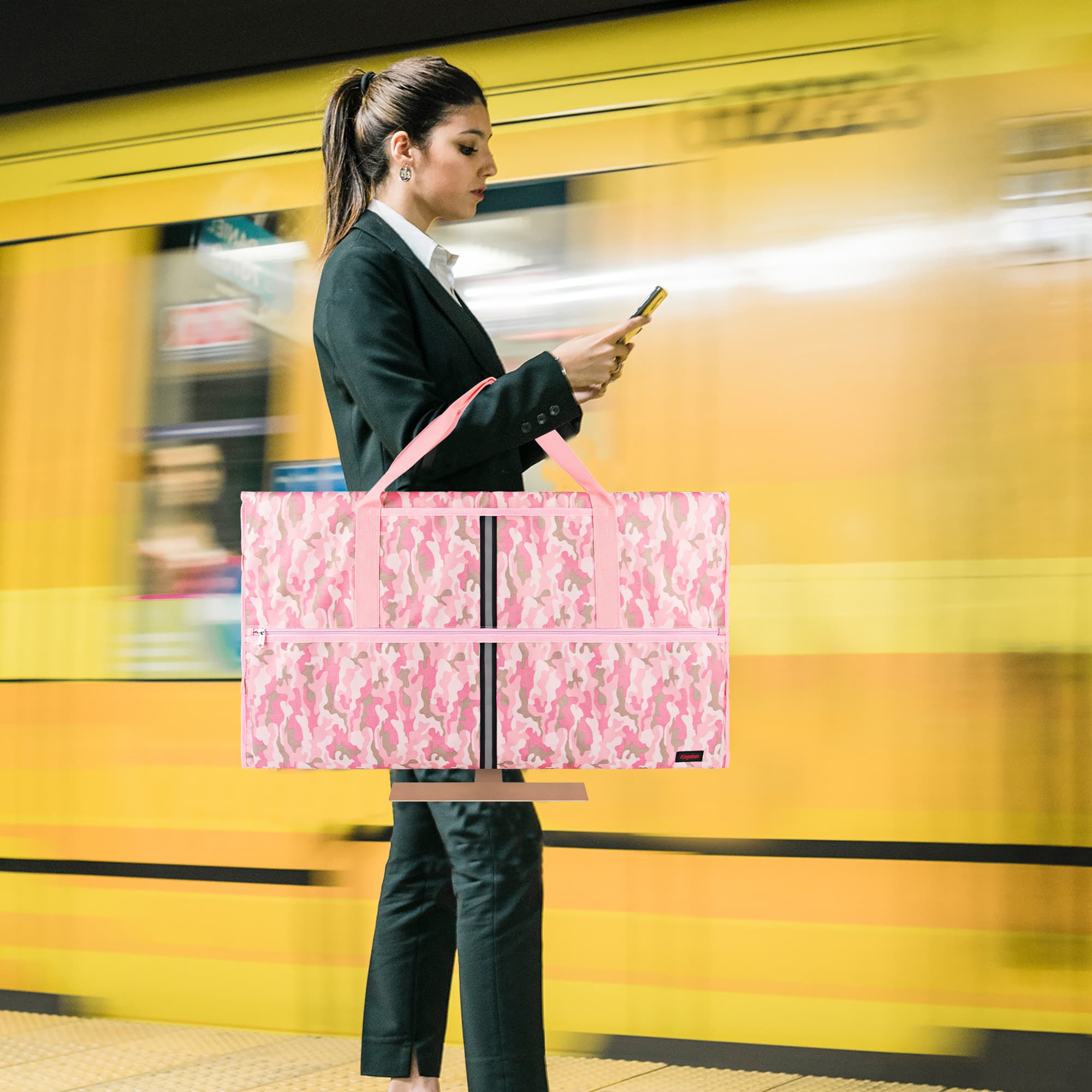 Kingshion Travel Carrying Bag Compatible with 32" All-in-One Desktop Computer and 32" Monitor (Camouflage Pink) - 6