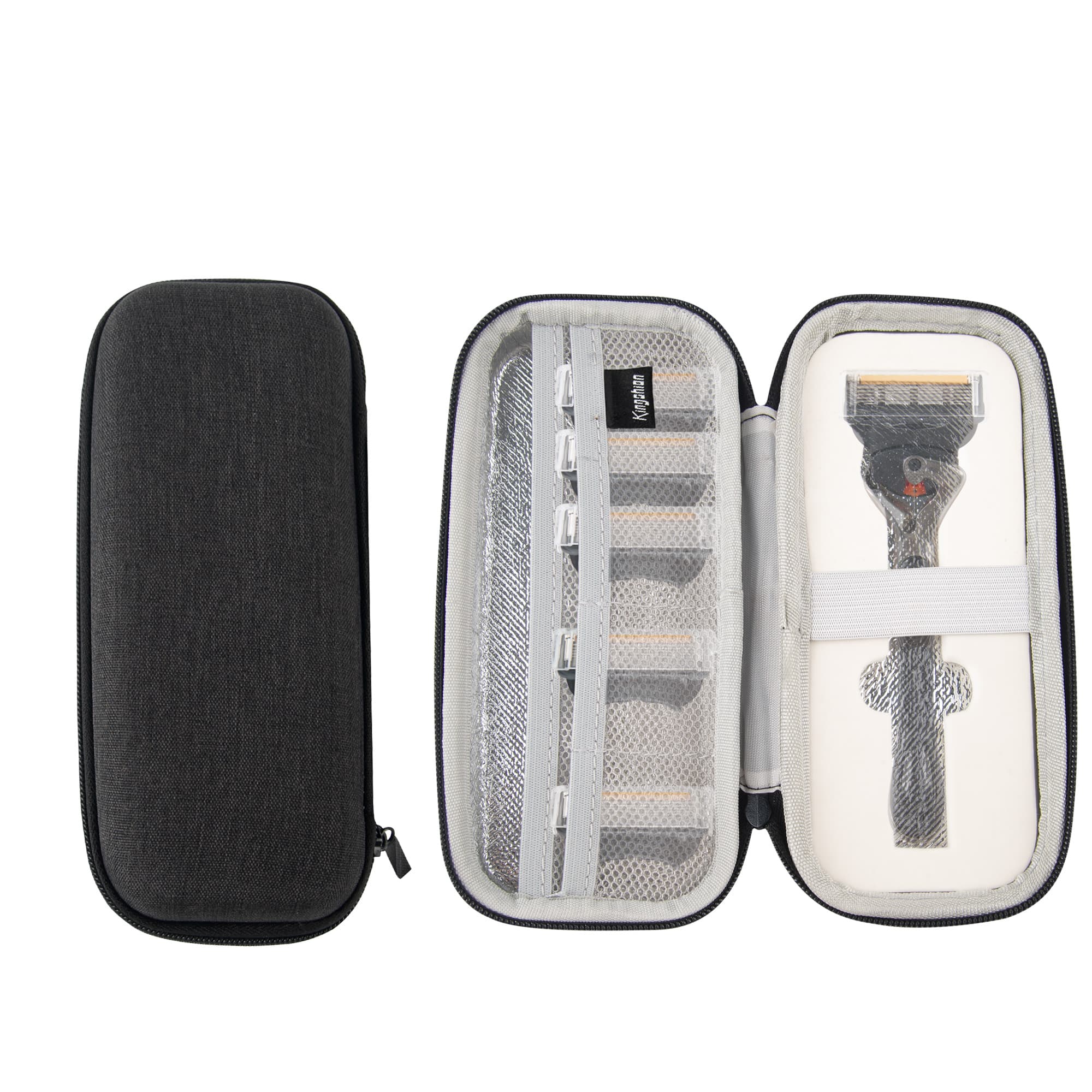 Hard EVA Case Compatible with  ProGlide Razor, Custom Inner Tray with Elastic Band, Mesh Pocket for Replacement Blades (Black)