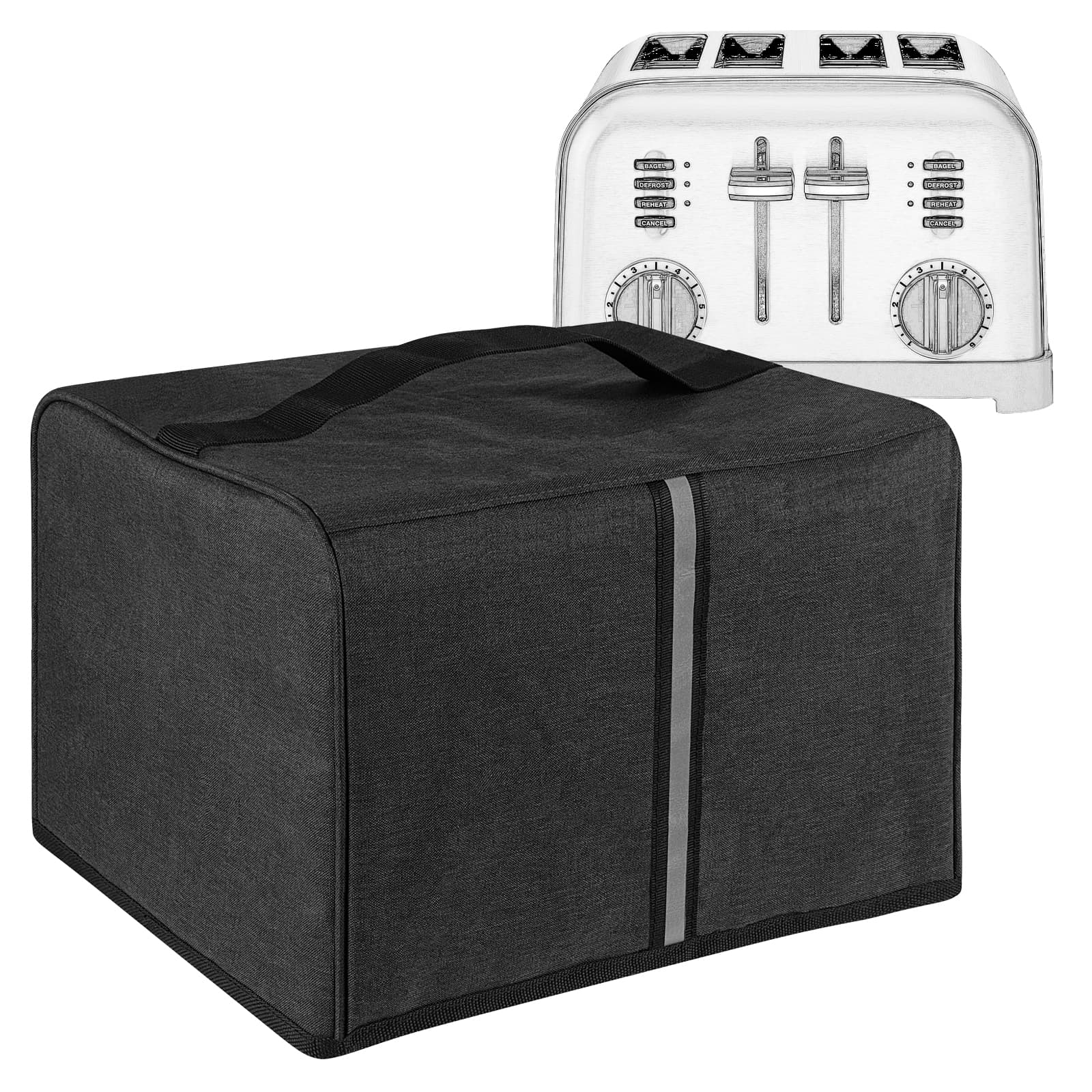 Kingshion Toaster Cover Compatible with Most 4-slice Toasters, Toaster Cover Storage for Most 4-slice Toasters, Washable and Dust Protection (Dark Grey)