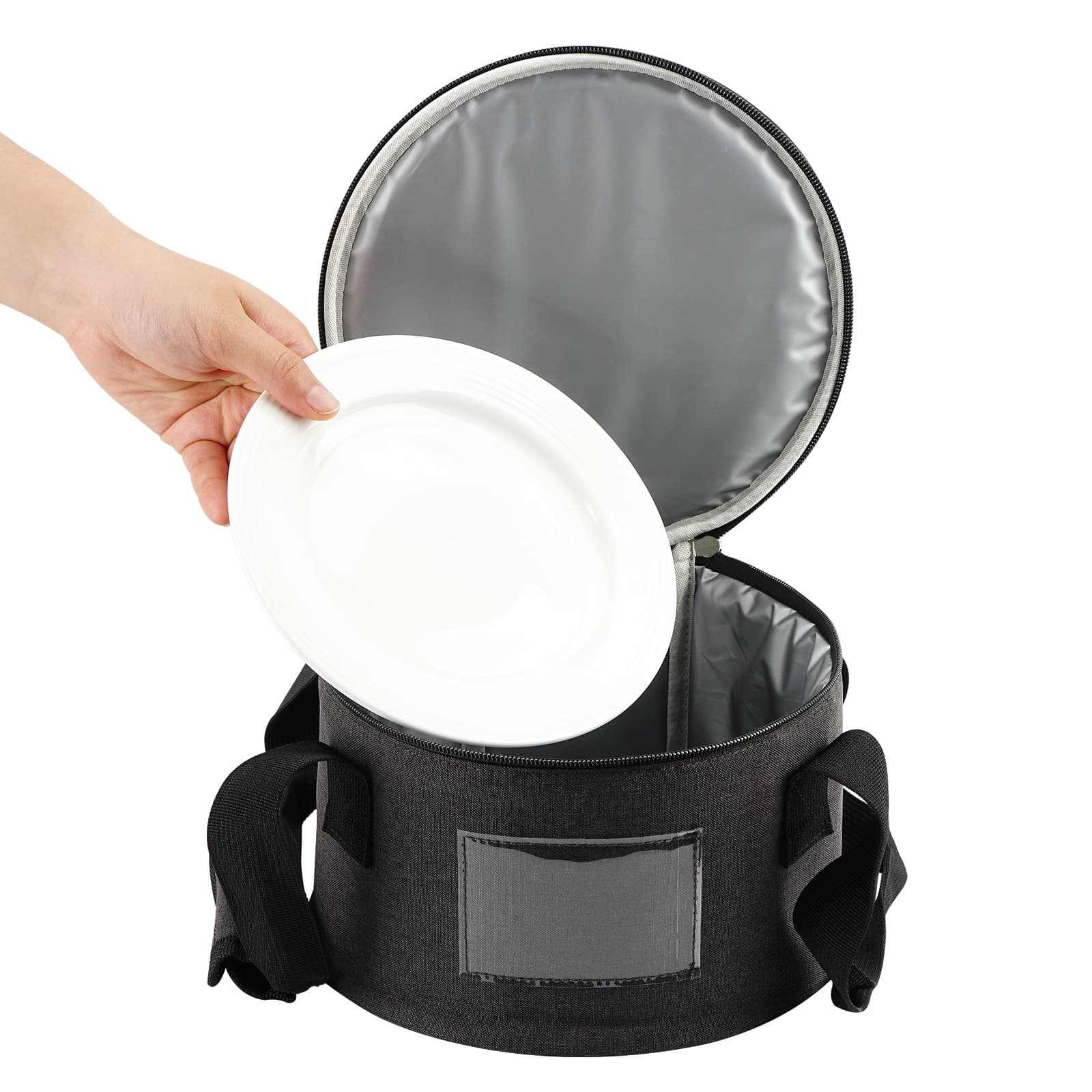 26cm Diameter China Saucer Plate Storage Bag with Pearl Cotton Inner and Scratch-proof Cloth, Practical Portable Plate Container