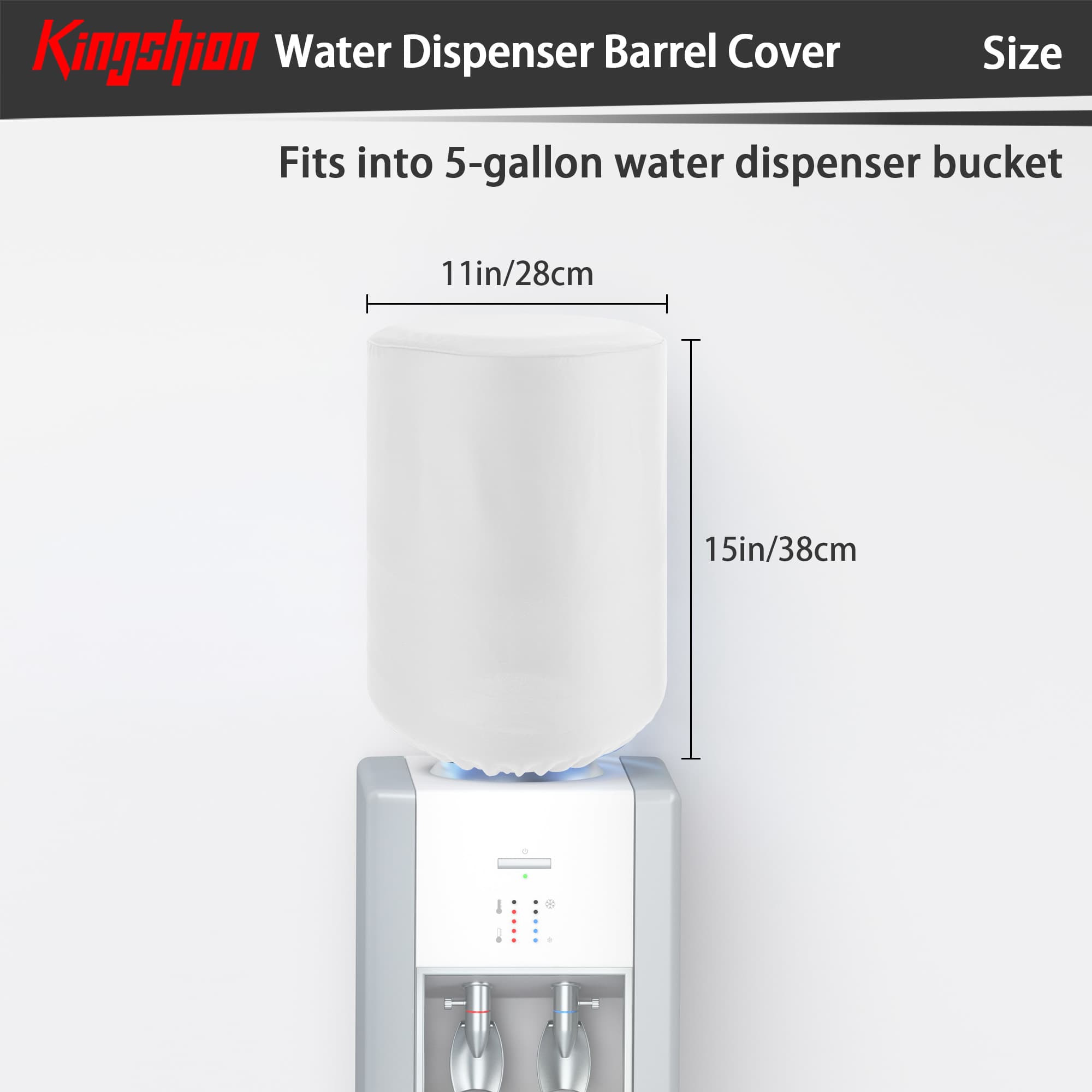Water   Spenderfassdeckel für 5-Gallonen-Flaschen, robuste Kühlerabdeckungen aus Stoff, elastischer Stoff-Eimerdekorschutz, wiederverwendbare Standard-Schutzhaube für Möbel, Weiß - 1
