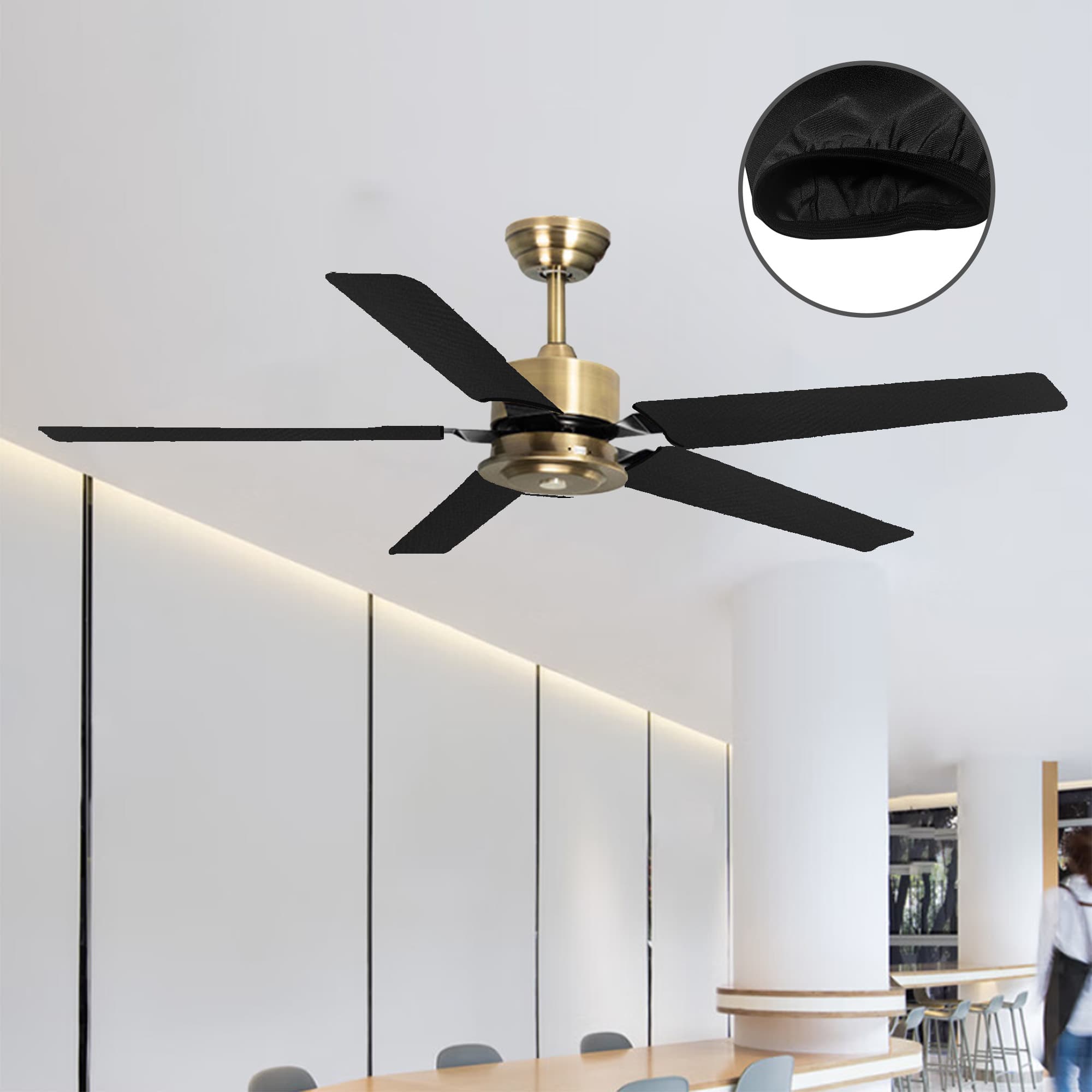 Kingshion 5 Pack Fan Blade Covers Suitable for Most Ceiling Fan Blades- Fits fan blades 5-6 " wide, 19.5 - 22" long (Black) - 3