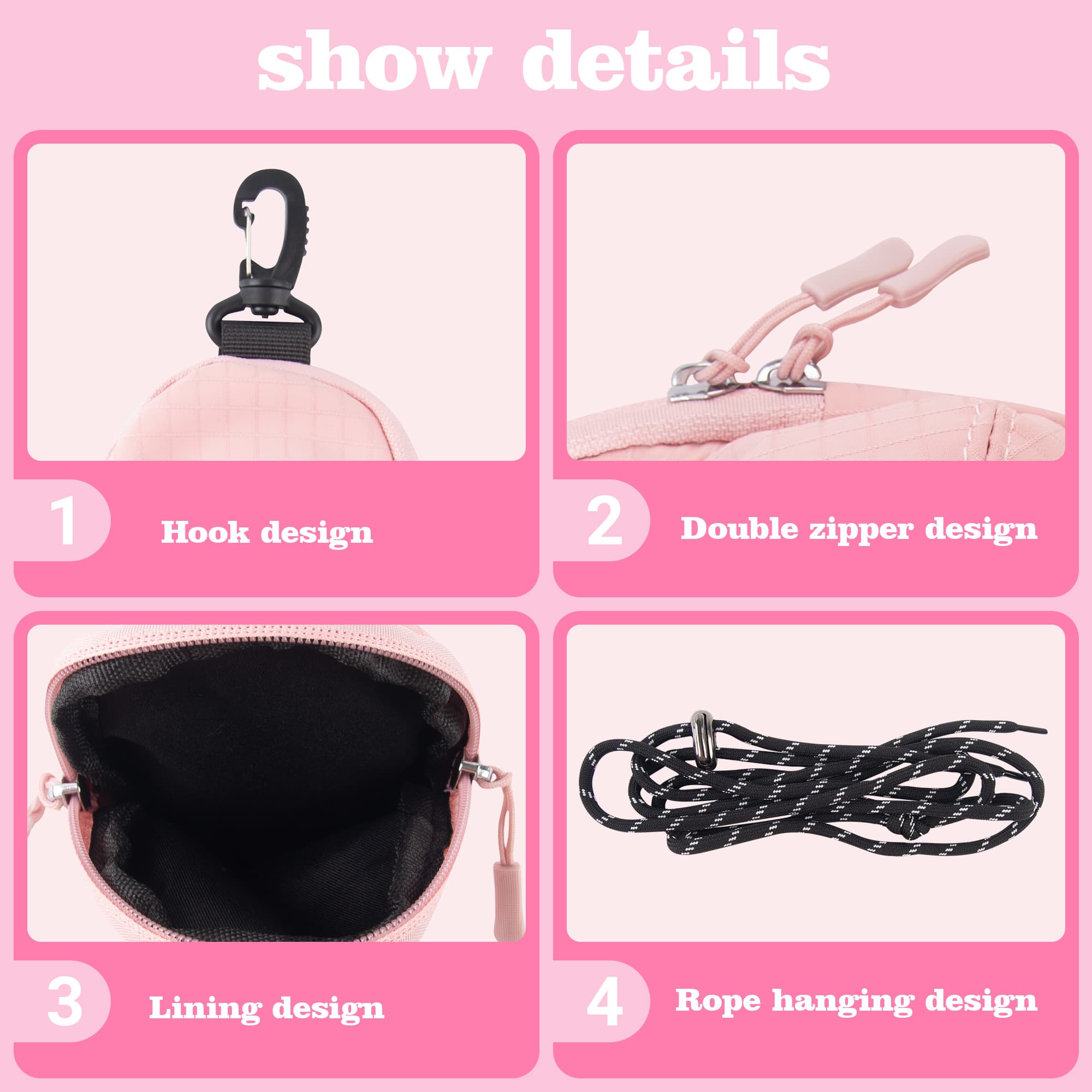 Mini Cat Keychain Wallet for Women, Cute Quilted Puffer Coin Purse with Wristlet, Small Change Pouch Key Holder - 2