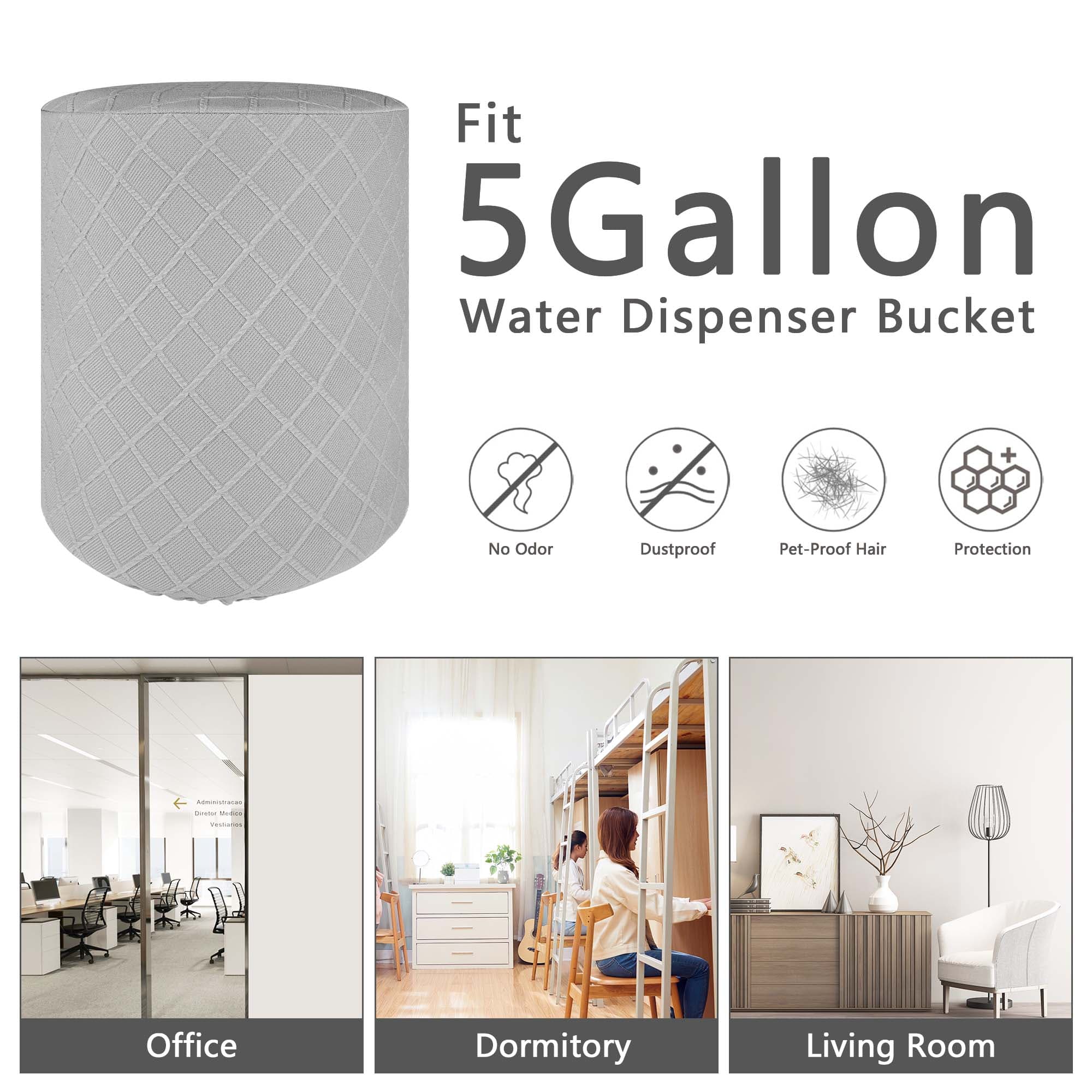 Water Dispenser Barrel Cover for 5 Gallon Water Bottle, Elastic Fabric Argyle Bucket Decor Protector Cover - 3
