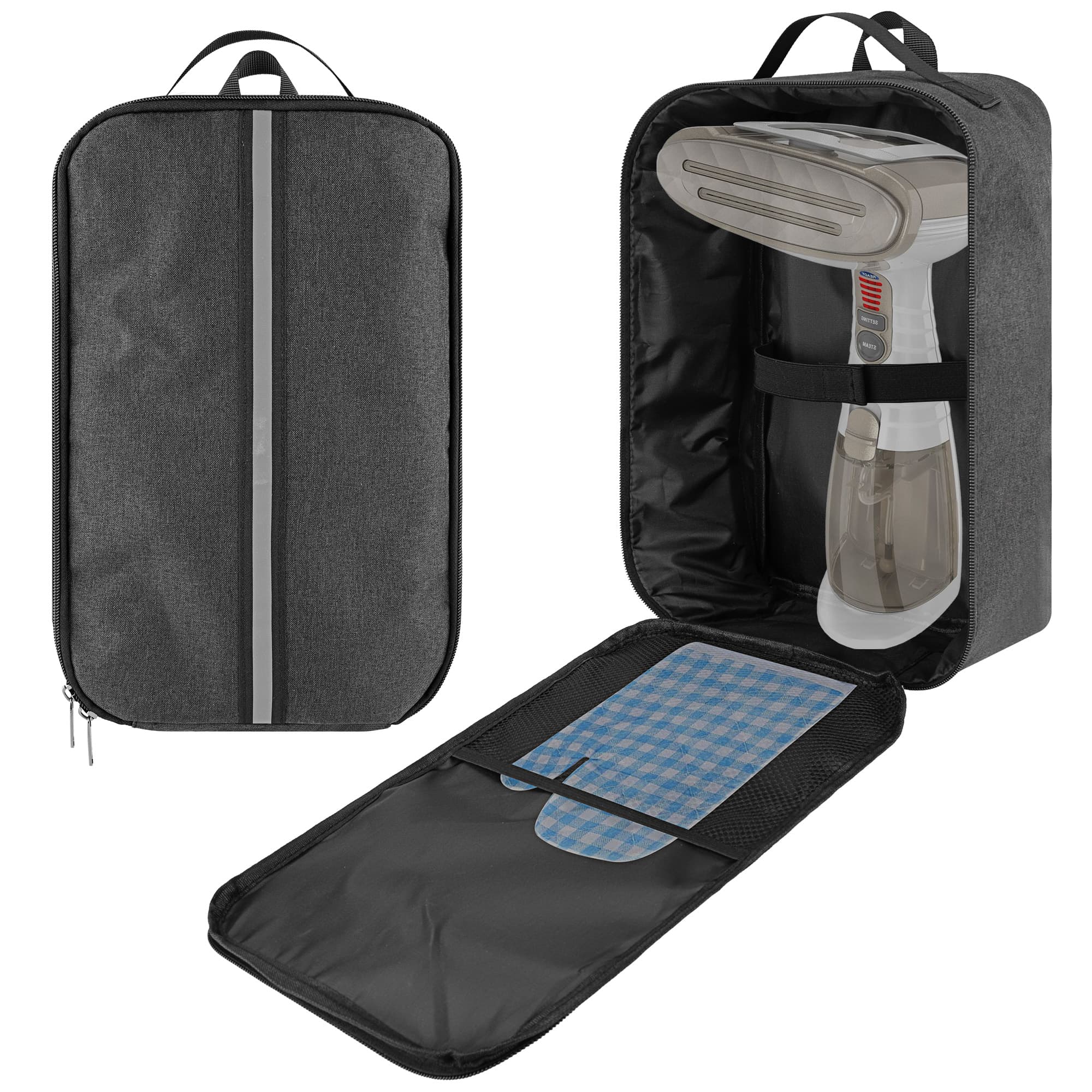 Kingshion Outdoor Portable Steamer Storage Bag Compatible with Conair Hand-held Clothes Steamer, Heavy Fabric Bag with Wrist, Dark Grey (Bag Only)