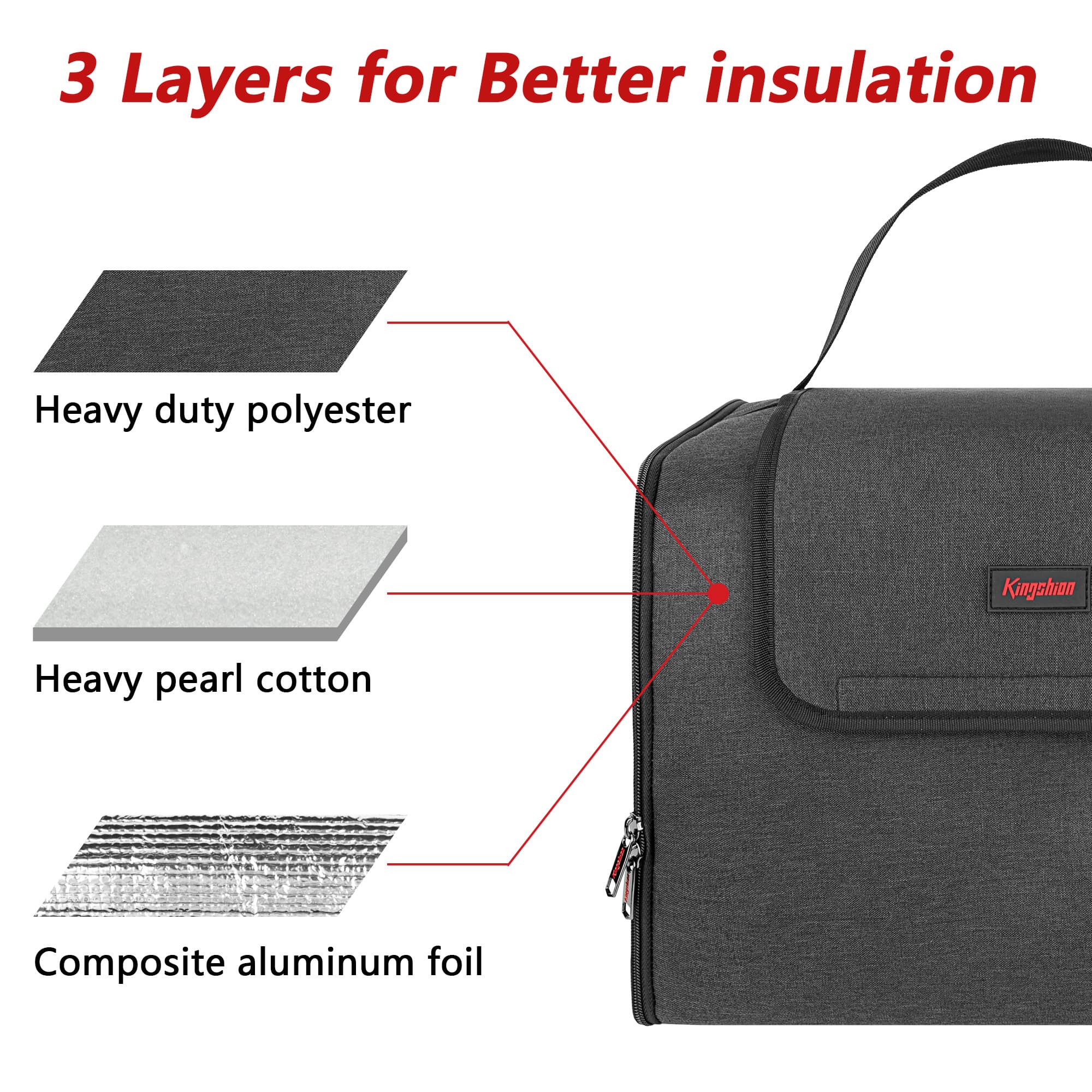 Kingshion Reusable Insulated Soft Cooler Bag, Thick Pearl Wool and Aluminum Foil, Can Beer and Seltzer Drink Cooler, Can Hold 30 Bottles of 330ml Beverage (15" X 10.2" X 10.6") - 2