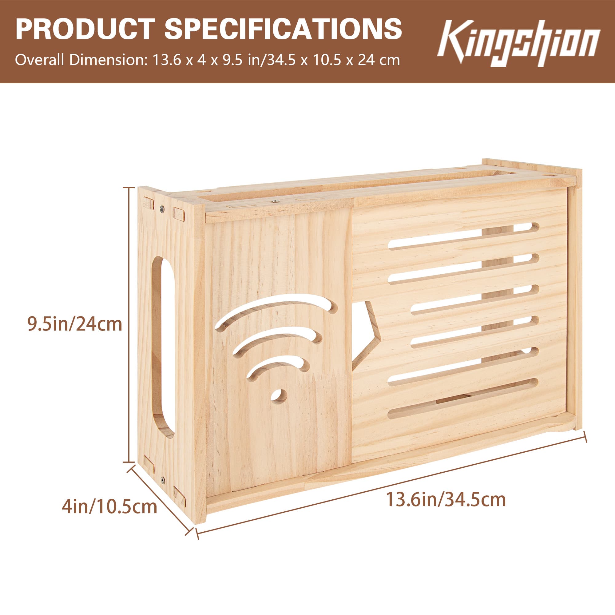 Wooden Wall Mount Router Shelf Storage Box, 13" Wifi Cable Cord Organizer Cabinet, Wireless Internet Device Hide Storage Holder - 1