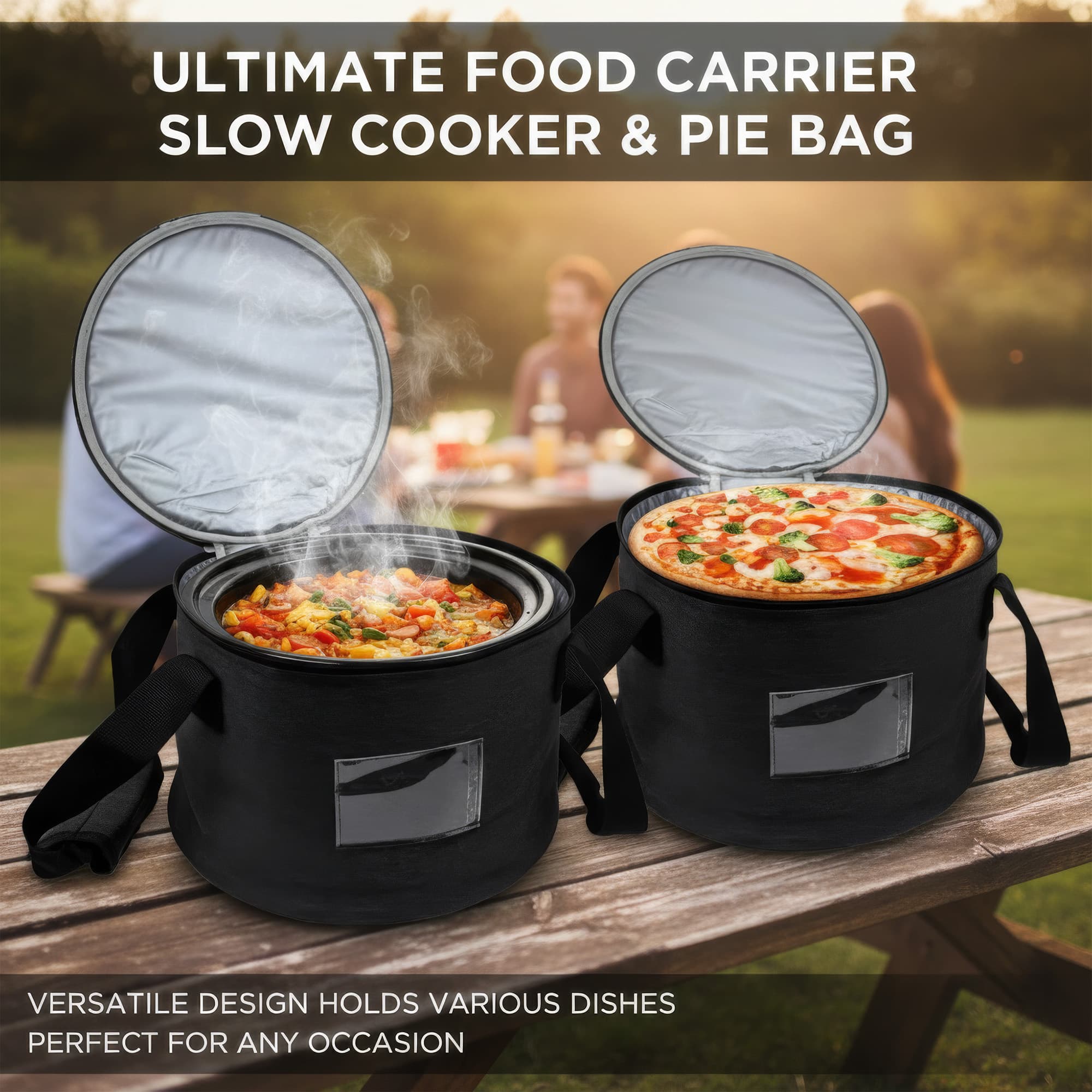 Round Insulated Thermal Pie Carrier Slow Cooker Bag, Reusable Insulated Cake Carriers Casserole Carrier Cooler Bag - 5