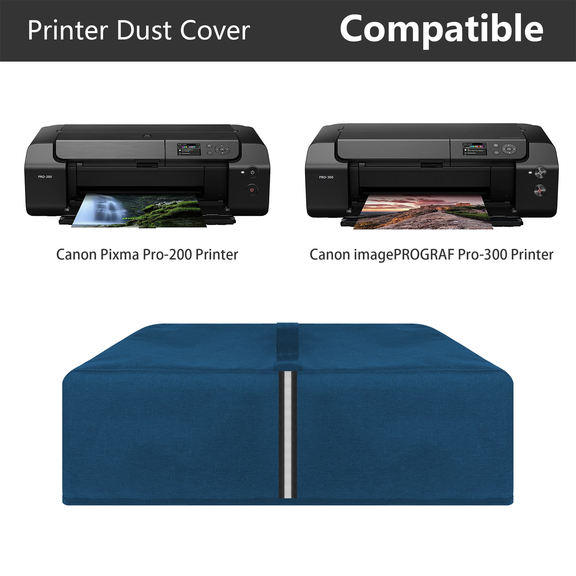 Kingshion Printer Dust Cover Compatible with Canon imagePROGRAF Pro-300 or Canon Pixma Pro-200 Printers,Splash-Proof Fabric Easy to Clean & Storage - Dark Blue - 3