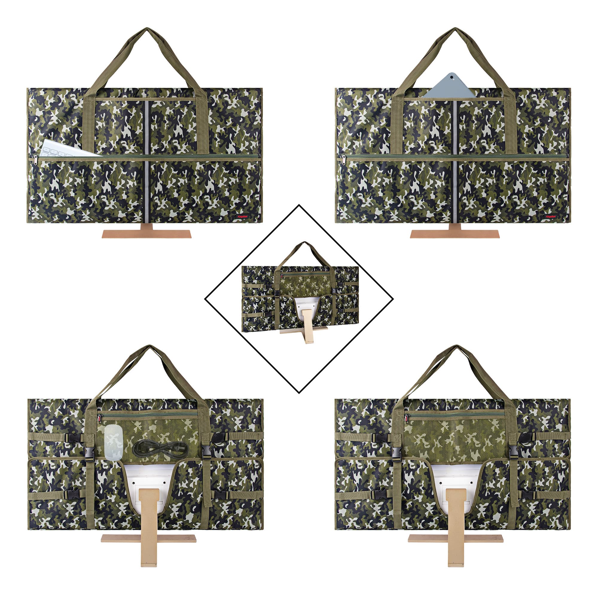 Kingshion Travel Carrying Bag Compatible with 32" All-in-One Desktop Computer and 32" Monitor (Camouflage Green) - 3