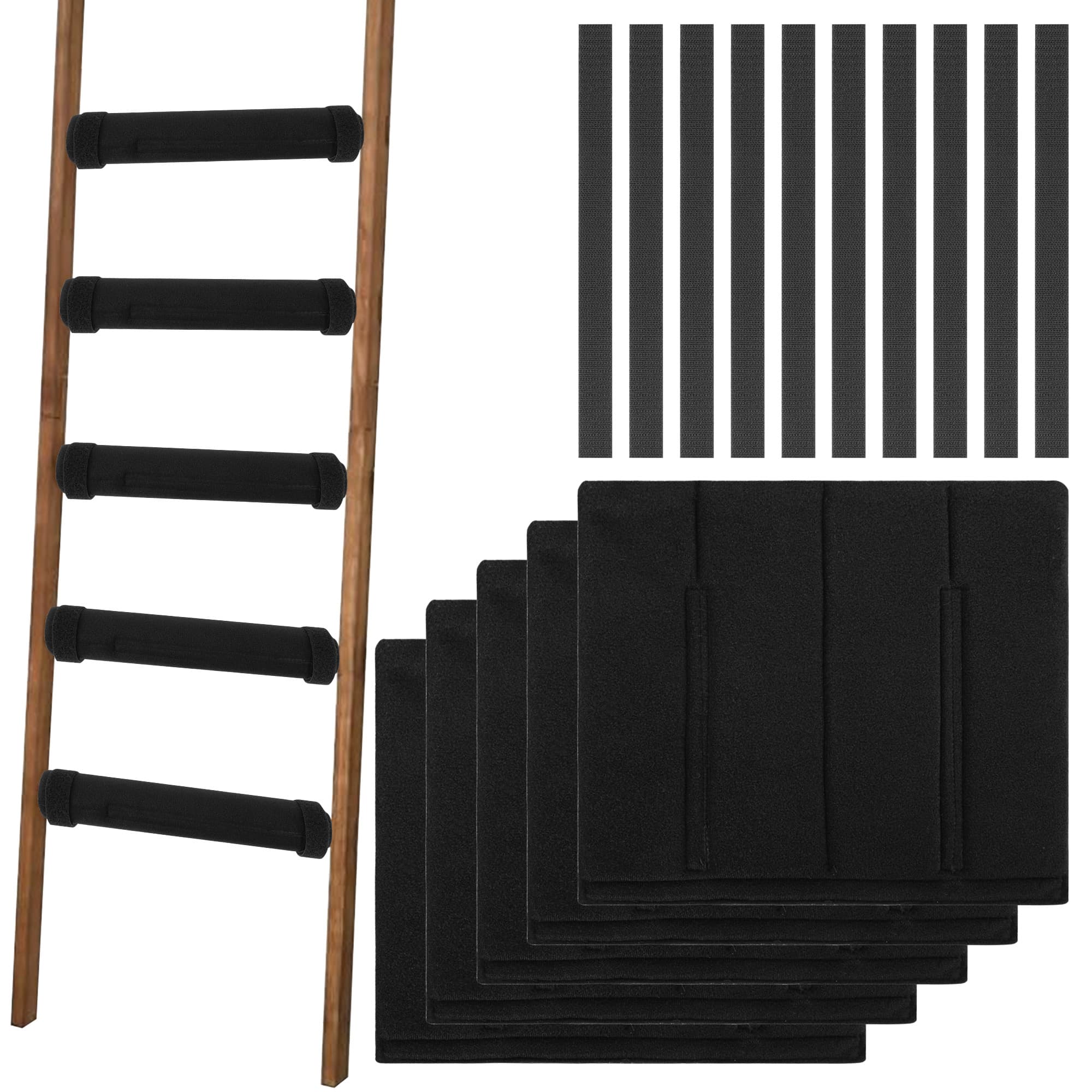 5Pcs Bunk Bed Ladder Pads, 28 x 25cm Bunk Ladder Cover with 10 Adjustable Straps, Comfortable Step Pads for Loft Bed, Suitable for Safe and Comfortable Climbing