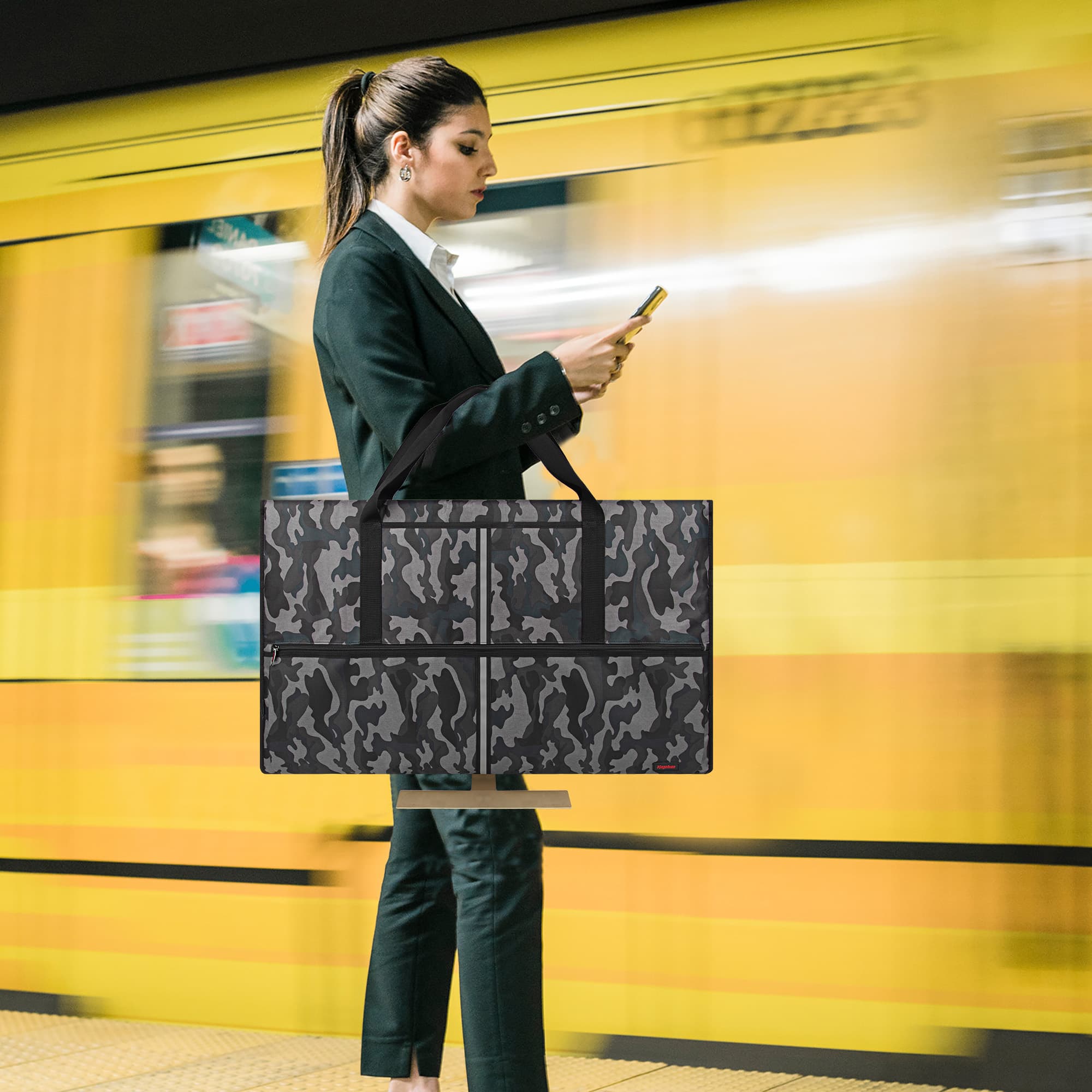 Kingshion Travel Carrying Bag Compatible with 32" All-in-One Desktop Computer and 32" Monitor (Camouflage Gray) - 6