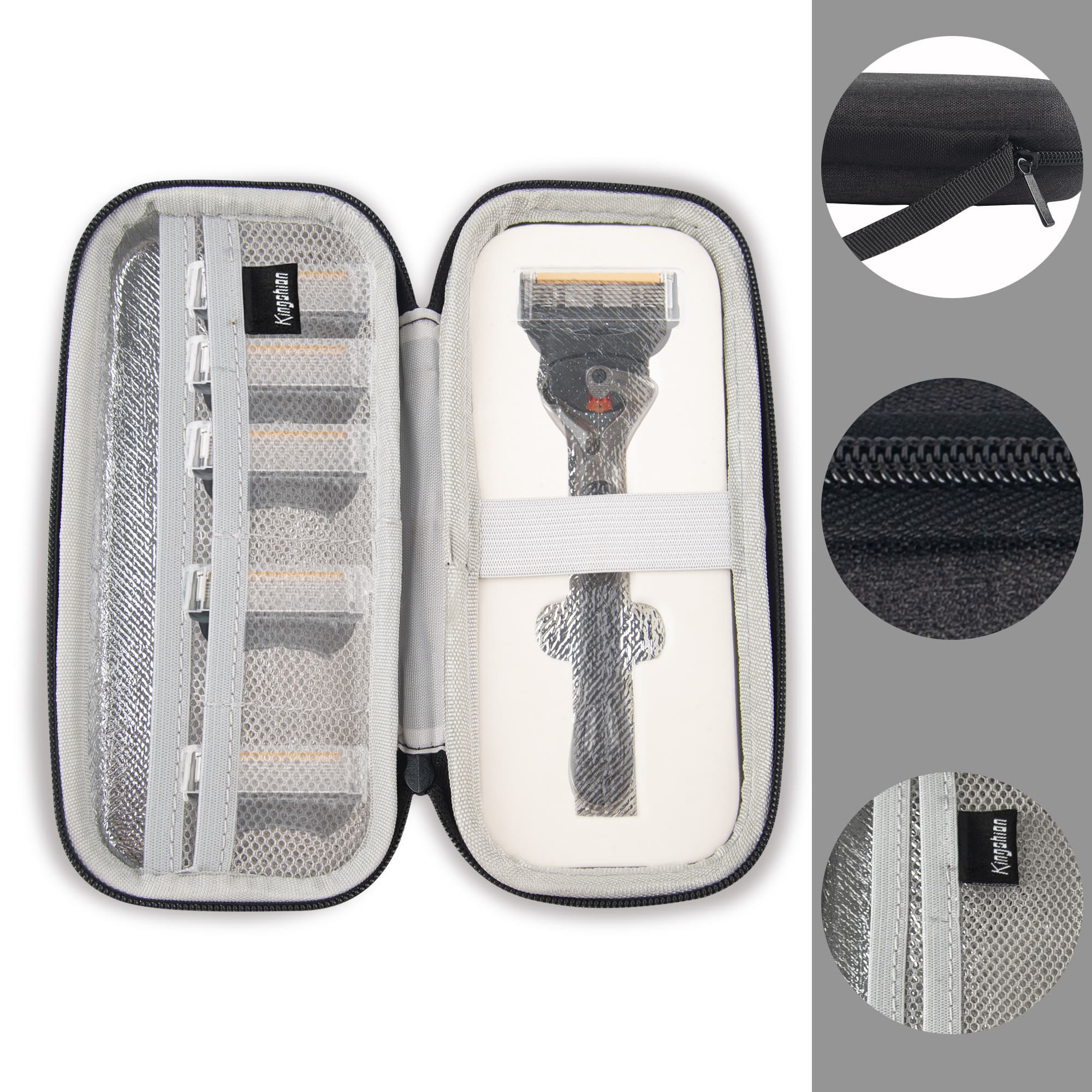 Hard EVA Case Compatible with  ProGlide Razor, Custom Inner Tray with Elastic Band, Mesh Pocket for Replacement Blades (Black) - 2
