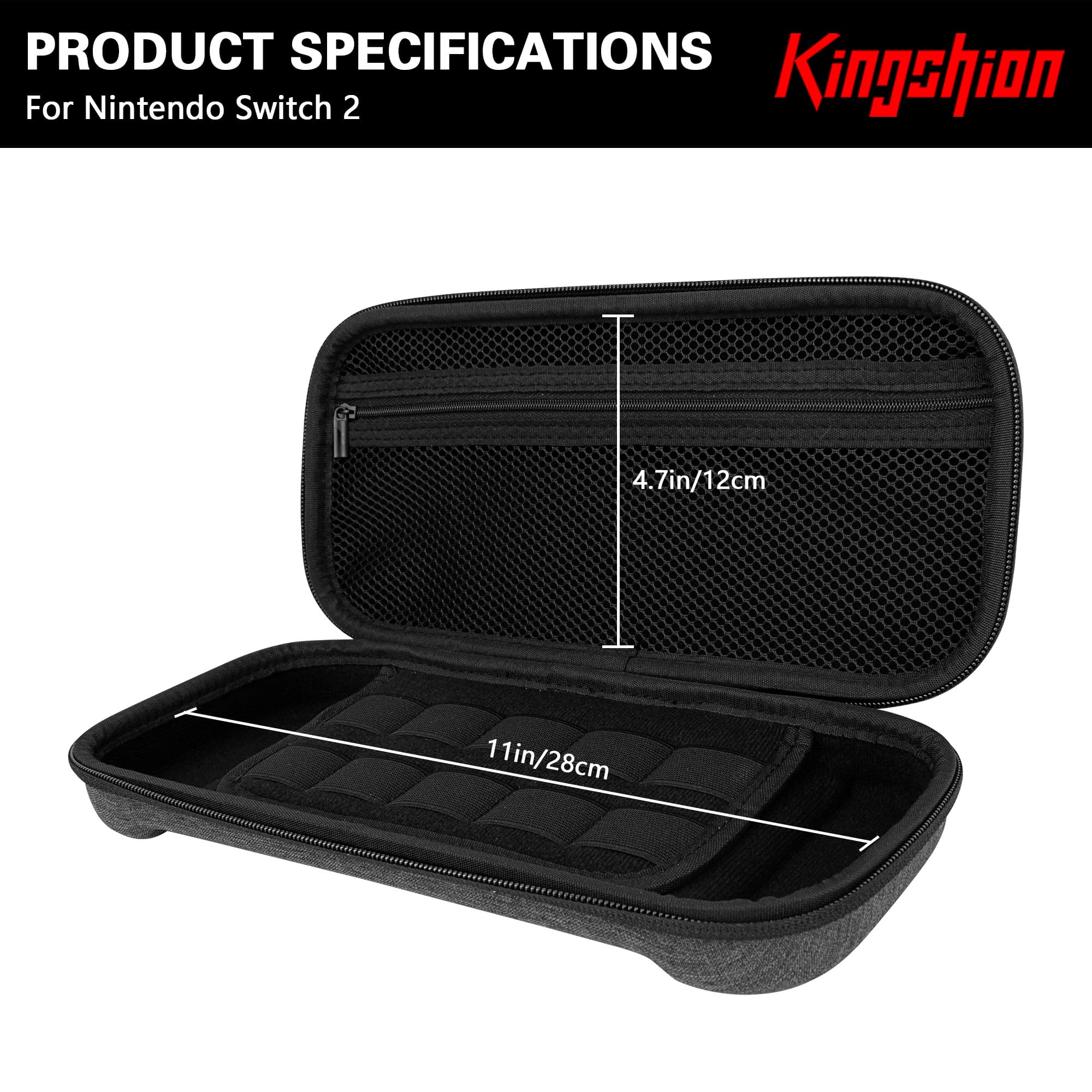 Carrying Case for Switch 2 (2025) - Hard Shell Travel Case with 10 Game Card Slots & Accessory Pocket, Protective Storage Bag for Switch 2 Console - Dark Grey - 1