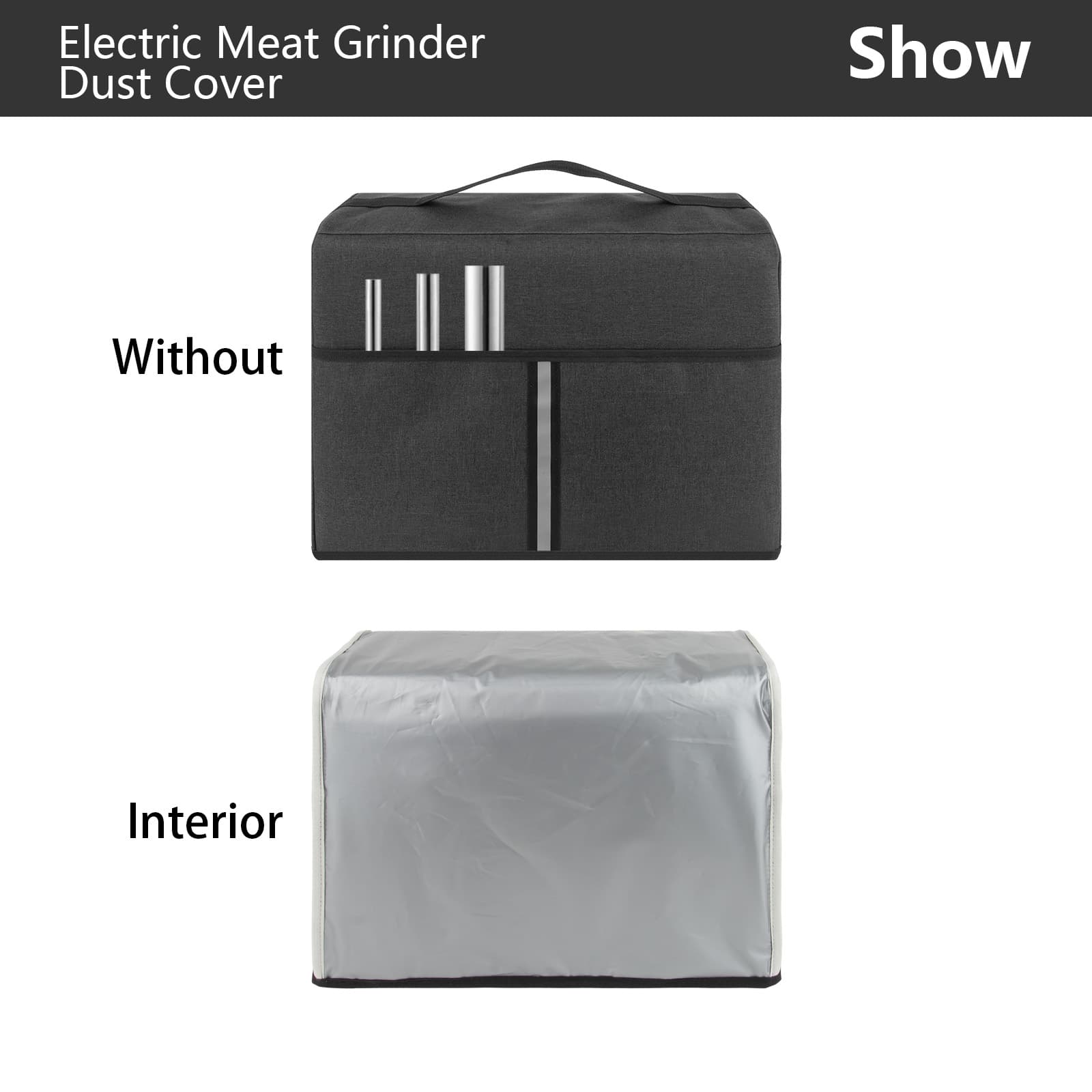 Kingshion Electric Meat Grinder Dust Cover, Heavy Duty Meat Mincer Dust Cover, Sausage Stuffer Maker Dust Cover, Food Grinder Dust Cover, Compatible with Most Electric Mixers - Dark Grey - 3