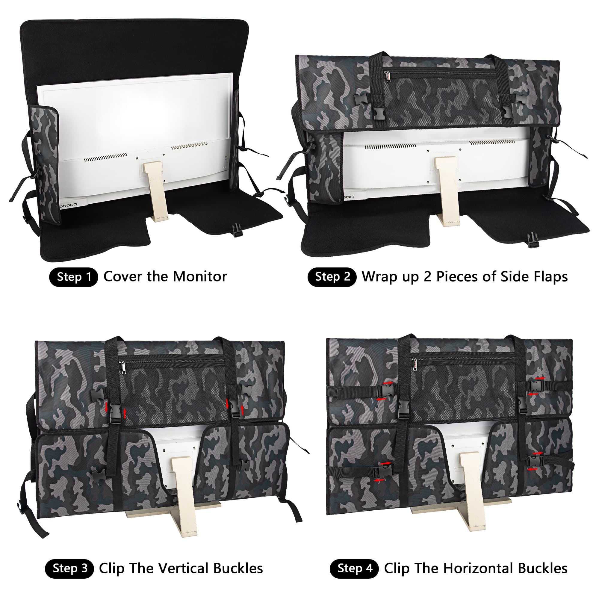 Kingshion Travel Carrying Bag Compatible with 32" All-in-One Desktop Computer and 32" Monitor (Camouflage Gray) - 3