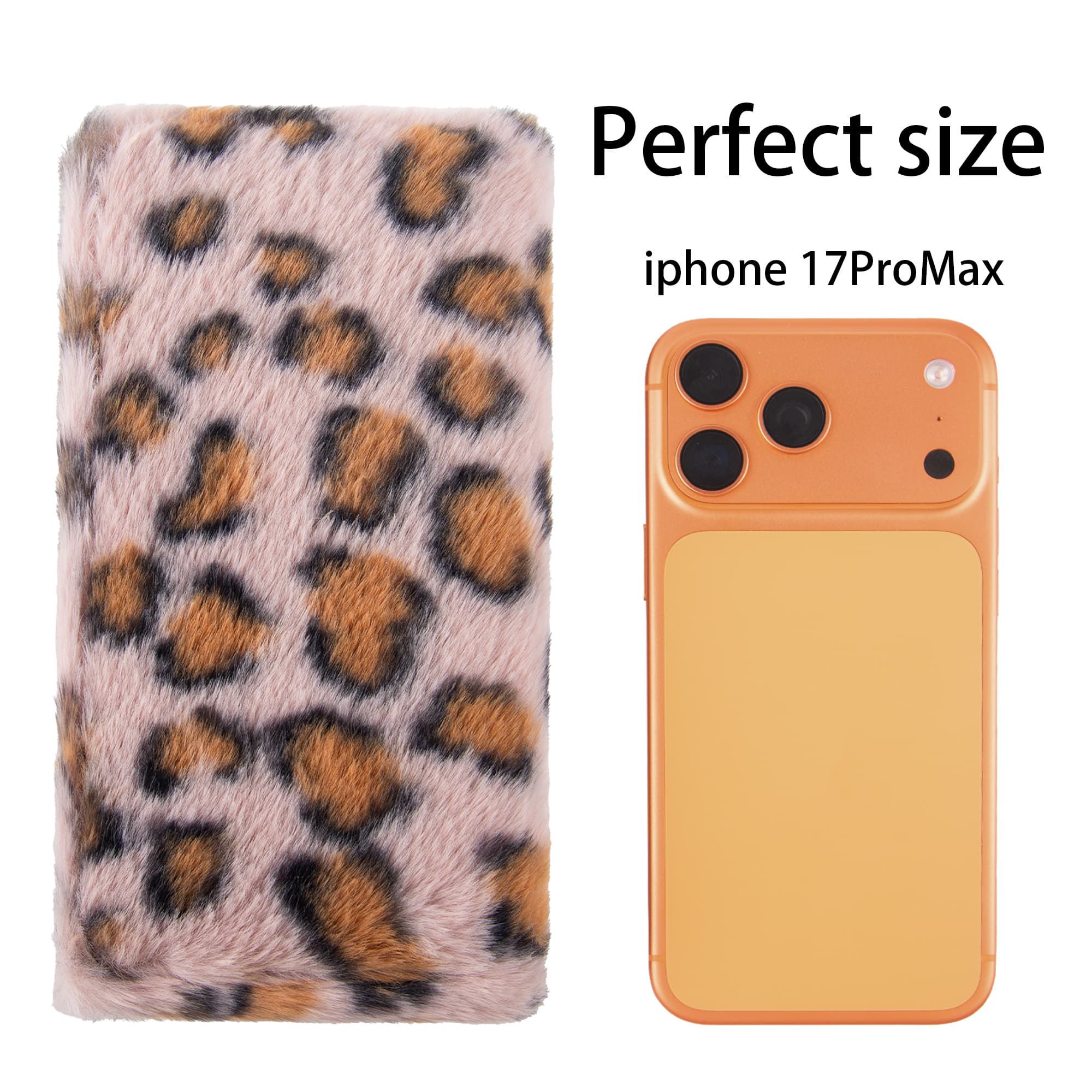 Leopard Print Fuzzy Clutch Wallet - Plush Faux Fur Handbag with 5 Bill Compartment, 8 Card Slots & Zipper Coin Pocket, Durable Scratch Prevention Multi-Pocket Handle Purse for Women (Pink) - 4