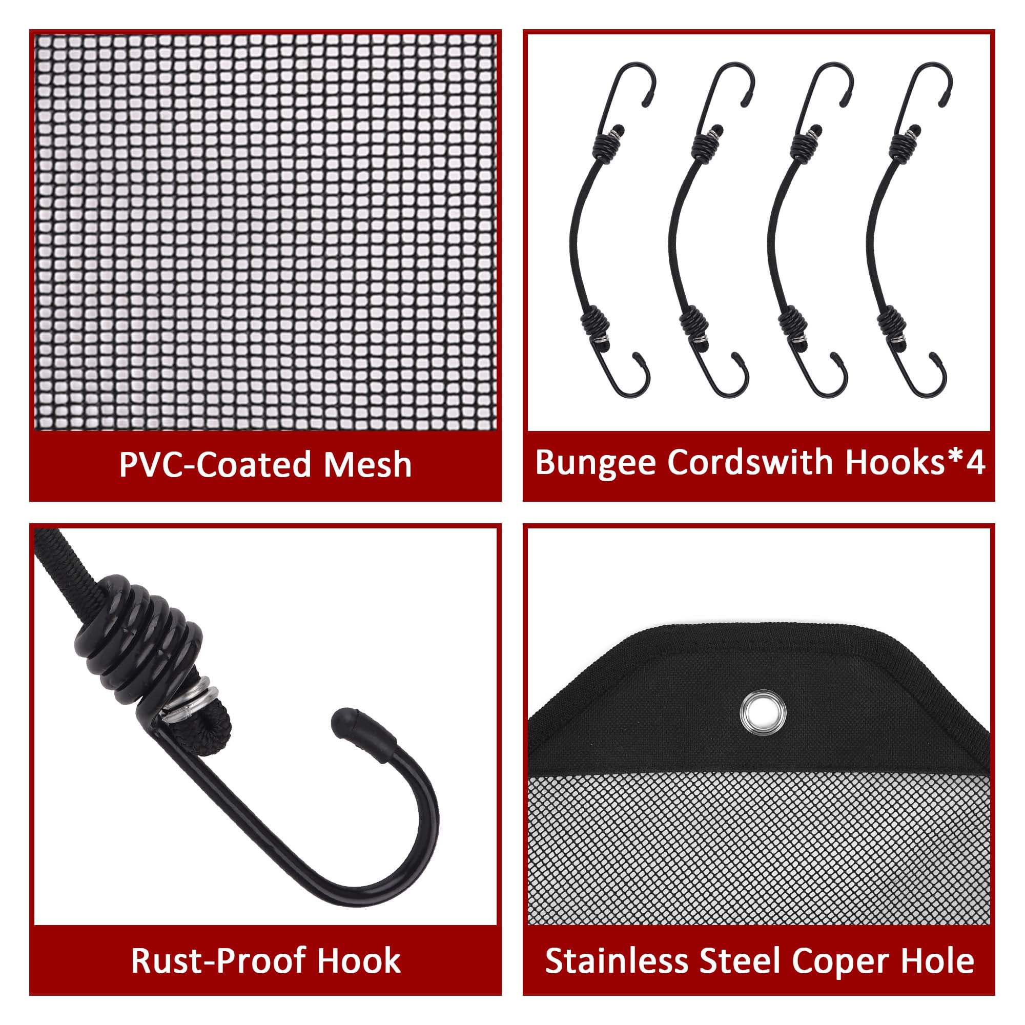 Kingshion Central Air Conditioner Covers for Outside 36'' X 36'', Mesh AC Covers for Outside Unit, Breathable AC Conditioning Condenser Compressor Cover-With four stretchable fixing hooks(Black) - 2
