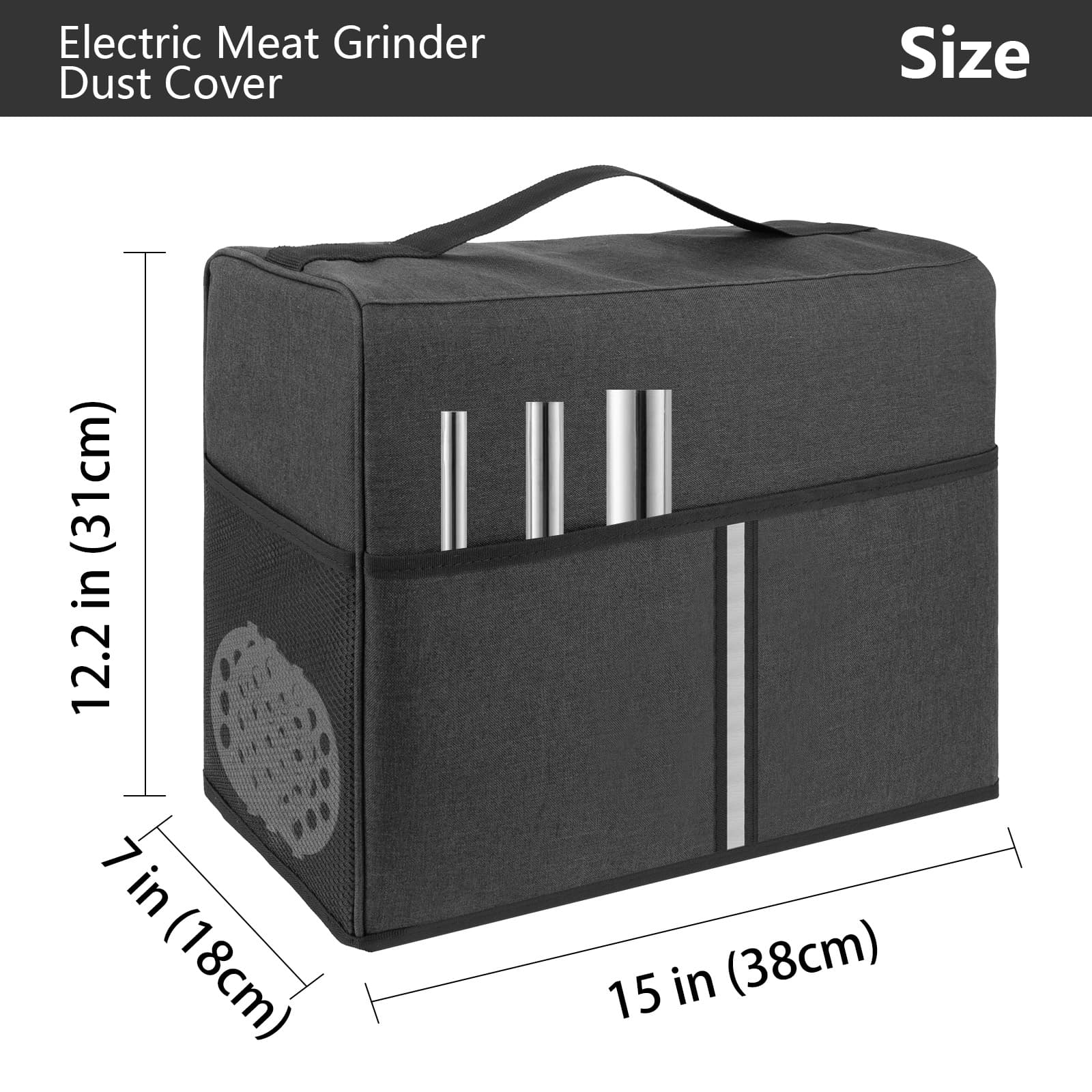 Kingshion Electric Meat Grinder Dust Cover, Heavy Duty Meat Mincer Dust Cover, Sausage Stuffer Maker Dust Cover, Food Grinder Dust Cover, Compatible with Most Electric Mixers - Dark Grey - 1