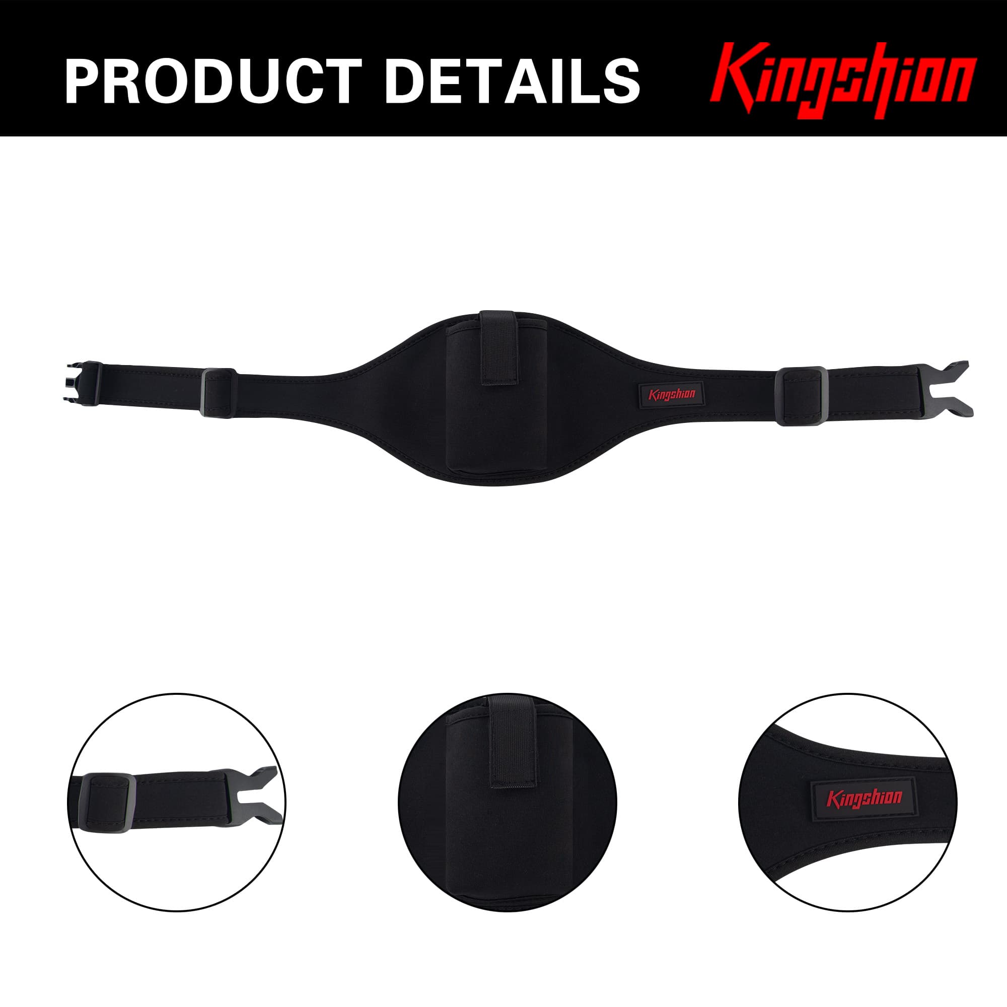 Mic Belt for Fitness Instructors - Black Neoprene Portable Mic Holder, Waterproof & Adjustable Length Microphone Waist Belt - 2