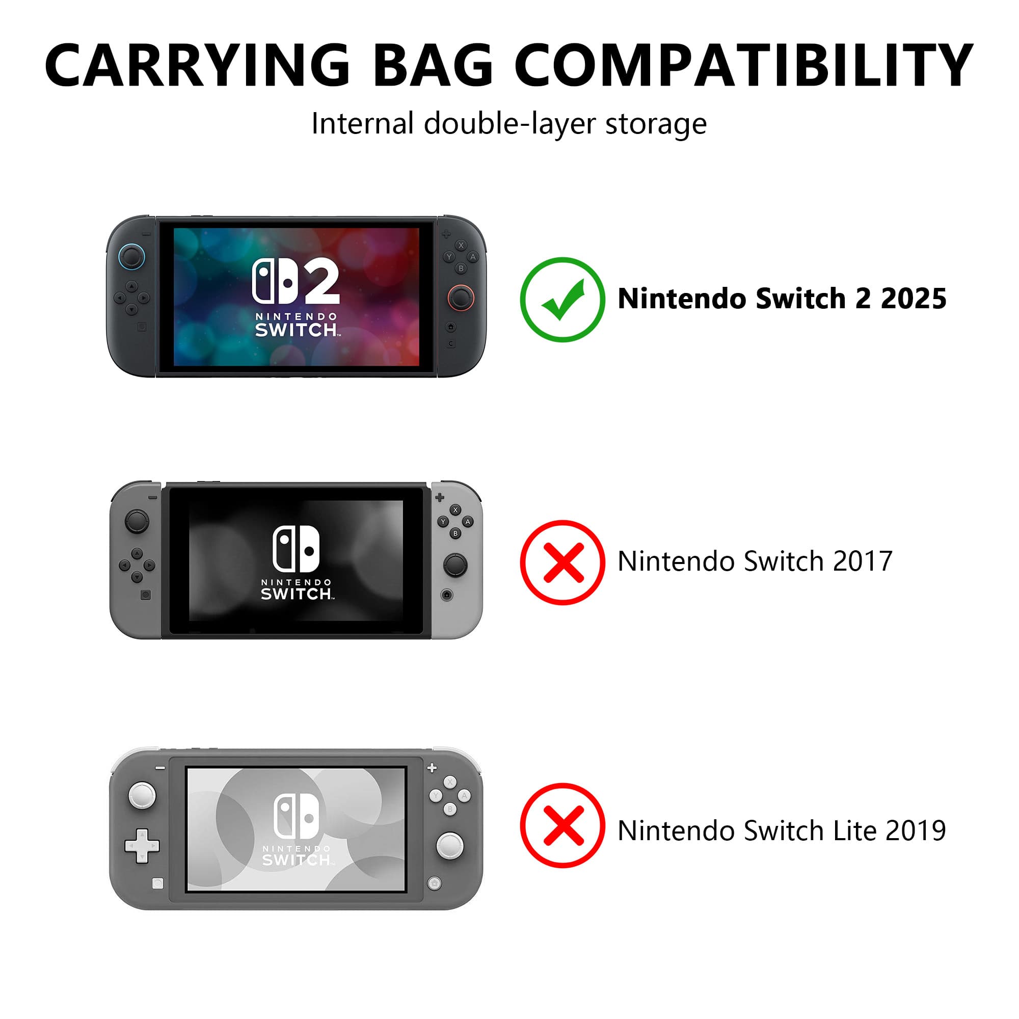Felt Carrying Bag Compatibility with 2025 Switch 2, Double-mouth Portable Travel Bag Ultra Slim Felt Pouch with 5 Game Cartridges Holders for Switch 2 - Light gray - 3
