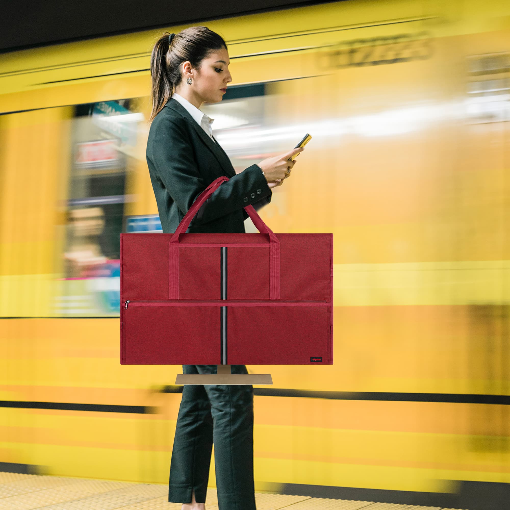 Kingshion Travel Carrying Bag Compatible with 32" All-in-One Desktop Computer and 32" Monitor (Dark Red) - 5