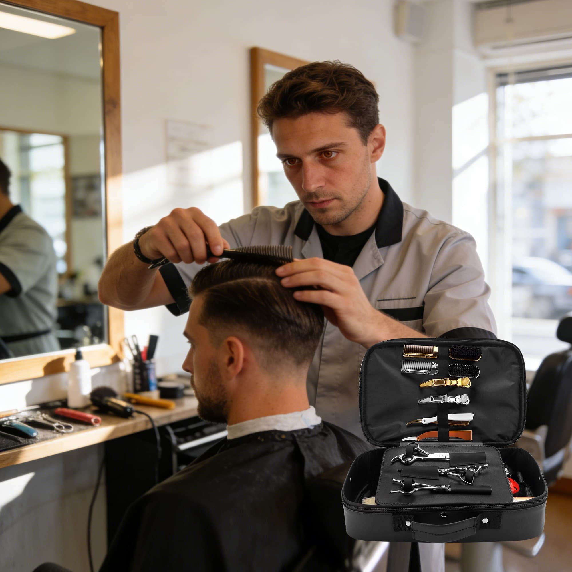 Professional Hair Clipper Case – 11" x 7" Barber Tool Bag & Hairdressing Organizer for Scissors and Supplies - 4