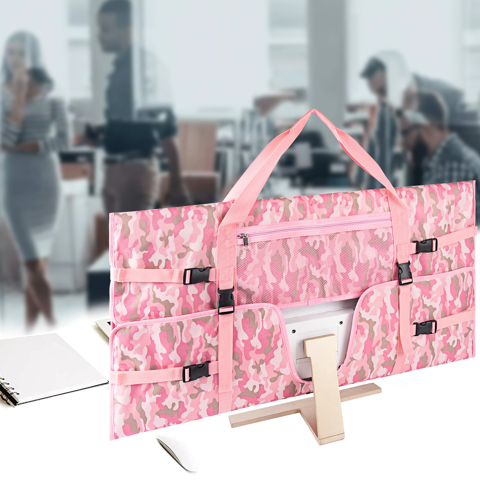 Kingshion Travel Carrying Bag Compatible with 32" All-in-One Desktop Computer and 32" Monitor (Camouflage Pink) - 5