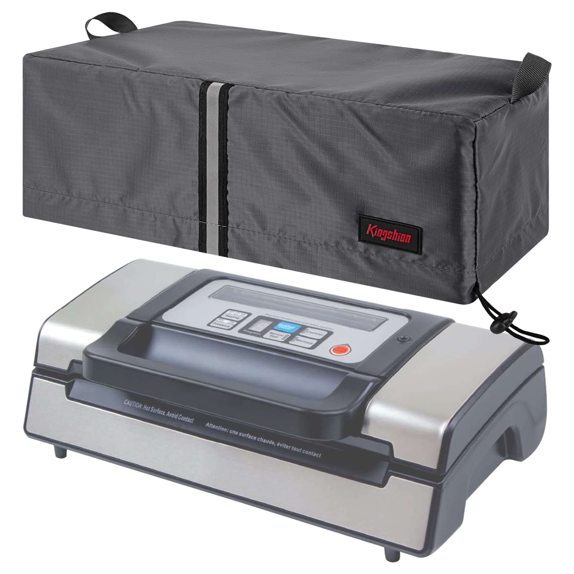 Kingshion Chamber Vacuum Sealer Dust Cover Compatible with Nesco Deluxe Food VS-12, Splash-Proof Fabric Easy to Clean & Storage, 16 x 8 x 5.5 in- Dark Grey