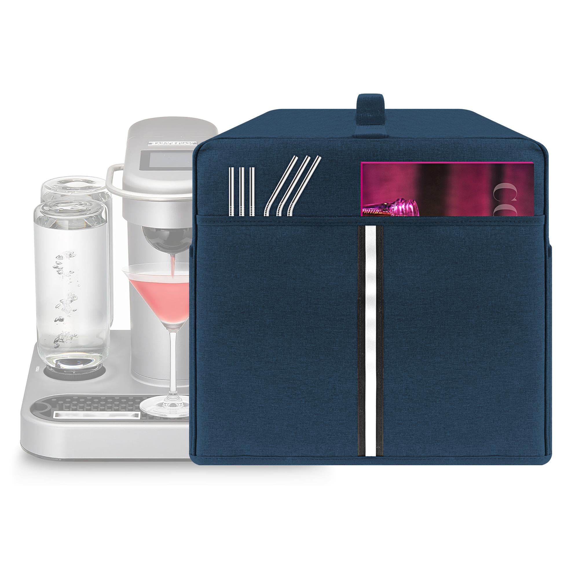 Kingshion Cocktail Machine Protective Cover Compatible with Bartesian Cocktail Machine - Pockets to Store Bartesian Accessories - Bartesian Cocktail Capsules - Dark Blue