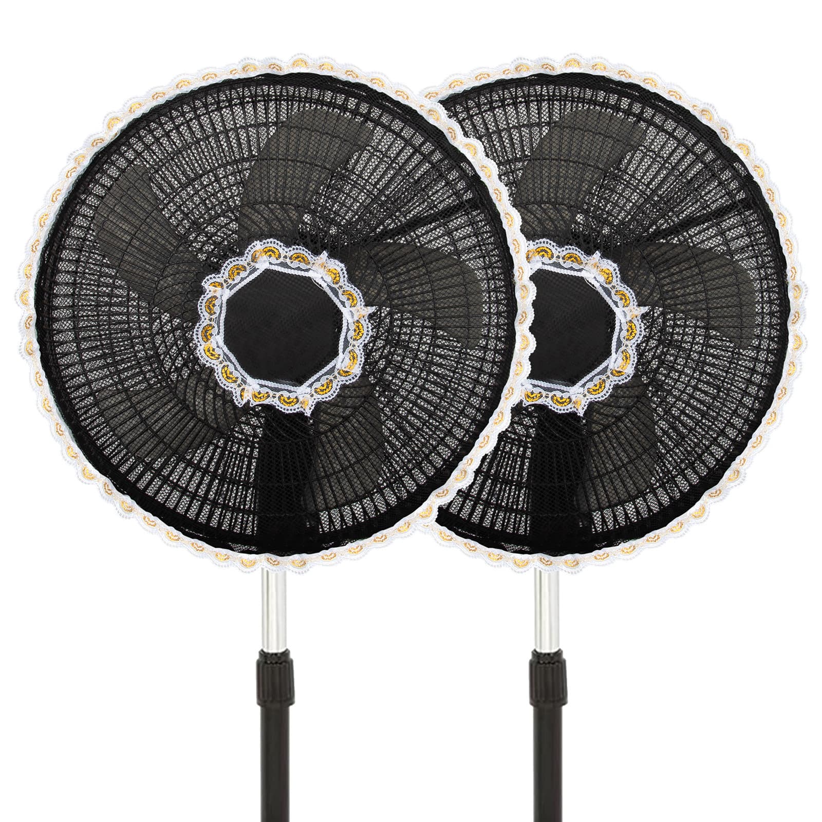 Kingshion 2 Pack 14-16 Inches Fan Safety Protection Cover, Finger Protect Fan Net Guard, Damp-Proof Cover for Pedestal Fan, Summer Washable Dustproof Safety Fan Protection, Black