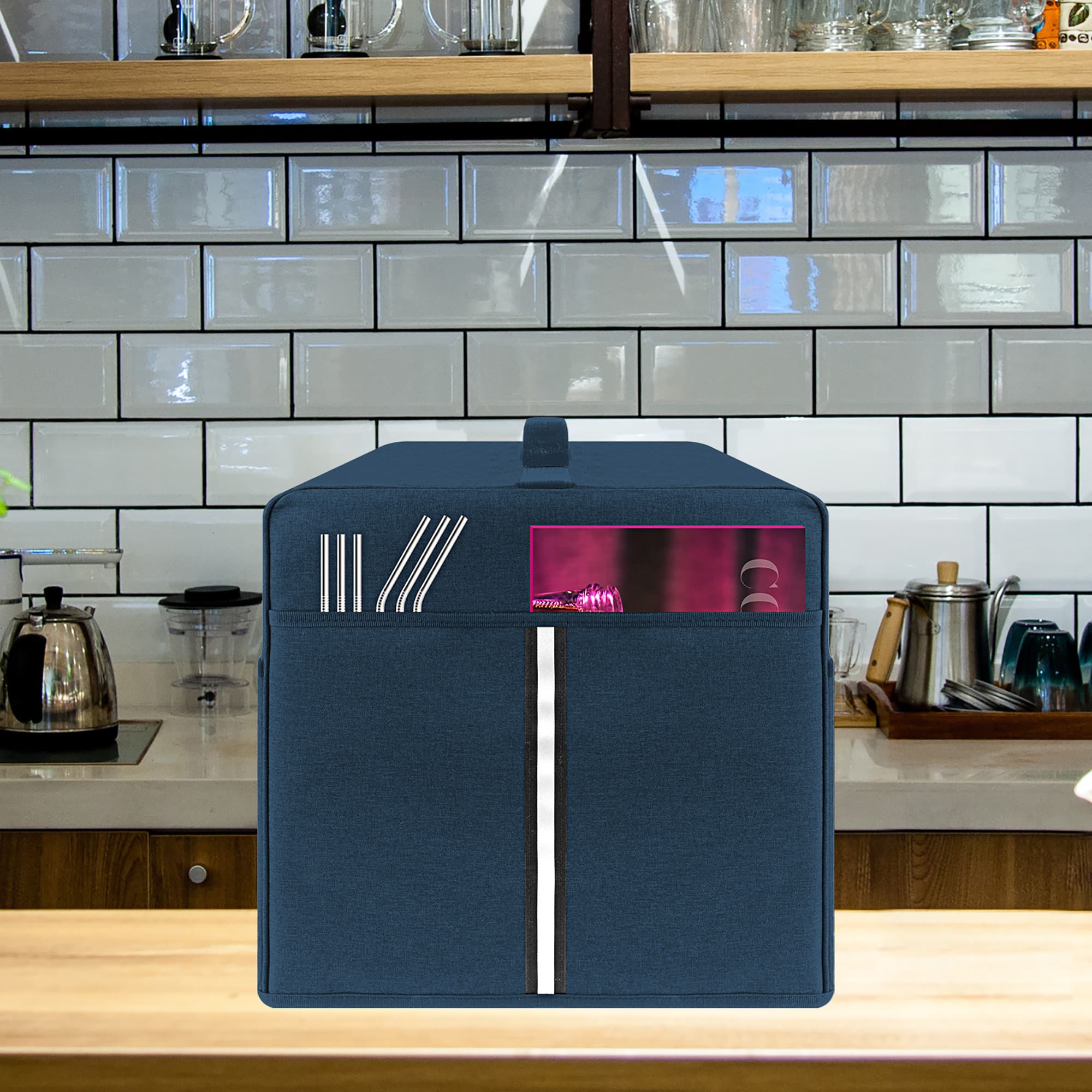 Kingshion Cocktail Machine Protective Cover Compatible with Bartesian Cocktail Machine - Pockets to Store Bartesian Accessories - Bartesian Cocktail Capsules - Dark Blue - 5