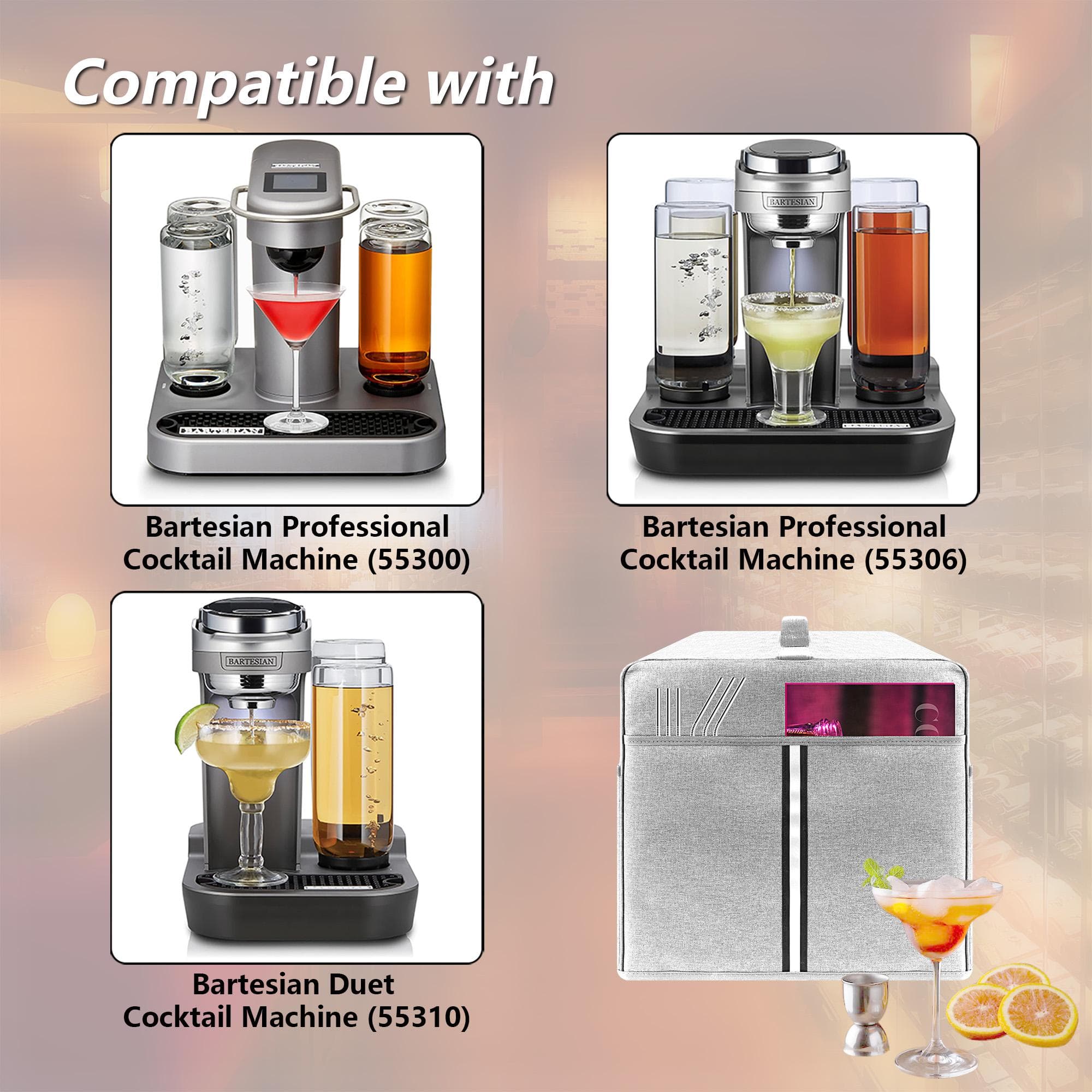 Kingshion Cocktail Machine Protective Cover Compatible with Bartesian Cocktail Machine - Pockets to Store Bartesian Accessories - Bartesian Cocktail Capsules - Light Grey - 3