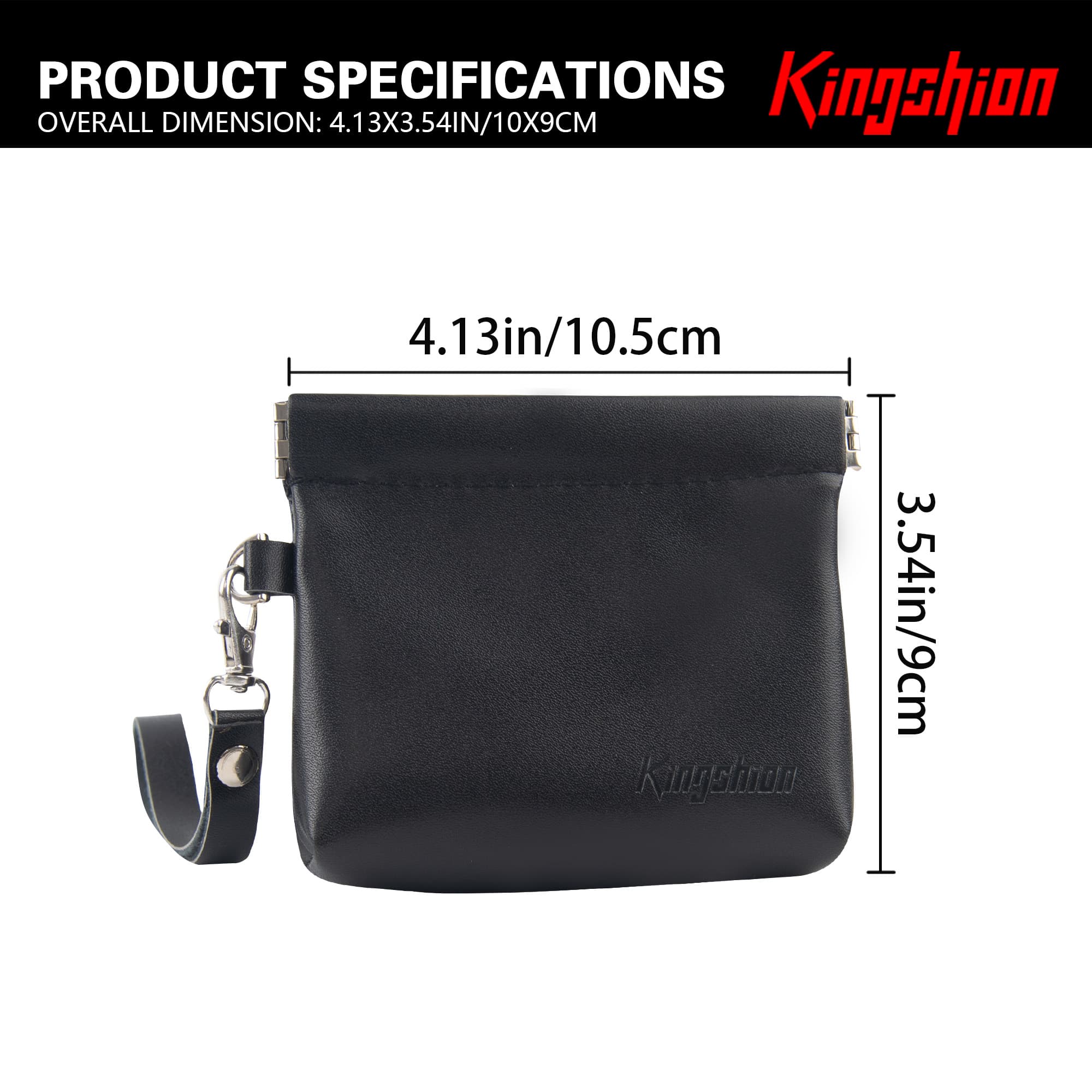 Snap Button Closure Pouch, Small Storage Organizer with Detachable Wrist Strap & 12 Constellation Badges - Self-closing Multipurpose Bag for Cosmetics, Lipstick, Earbuds, Change, Jewelry (Black) - 1