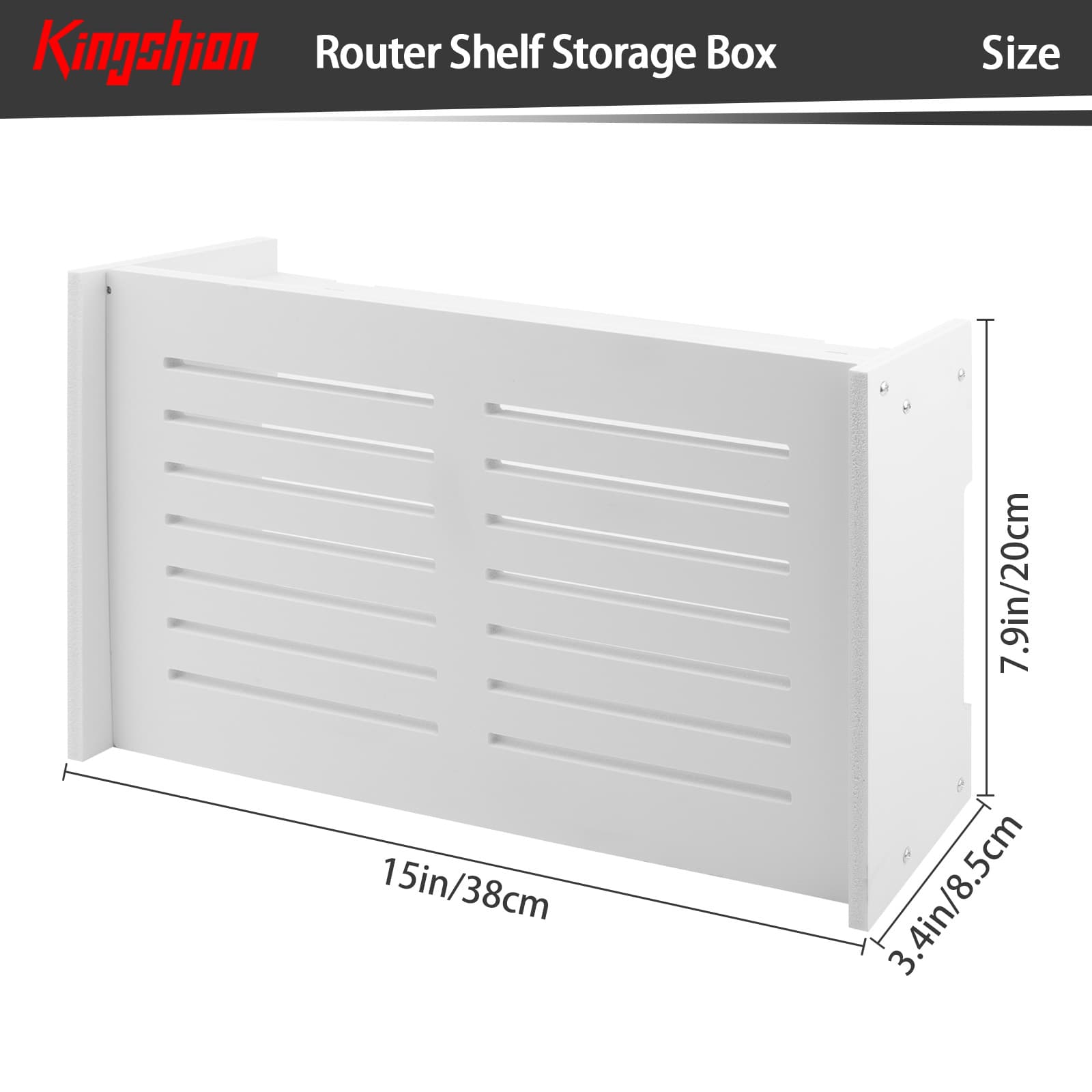 Kingshion Wall Mount Router Shelf Storage Box, 15" Wifi Cable Cord Organizer Cabinet, Wireless Internet Device Hide Storage Holder - 1