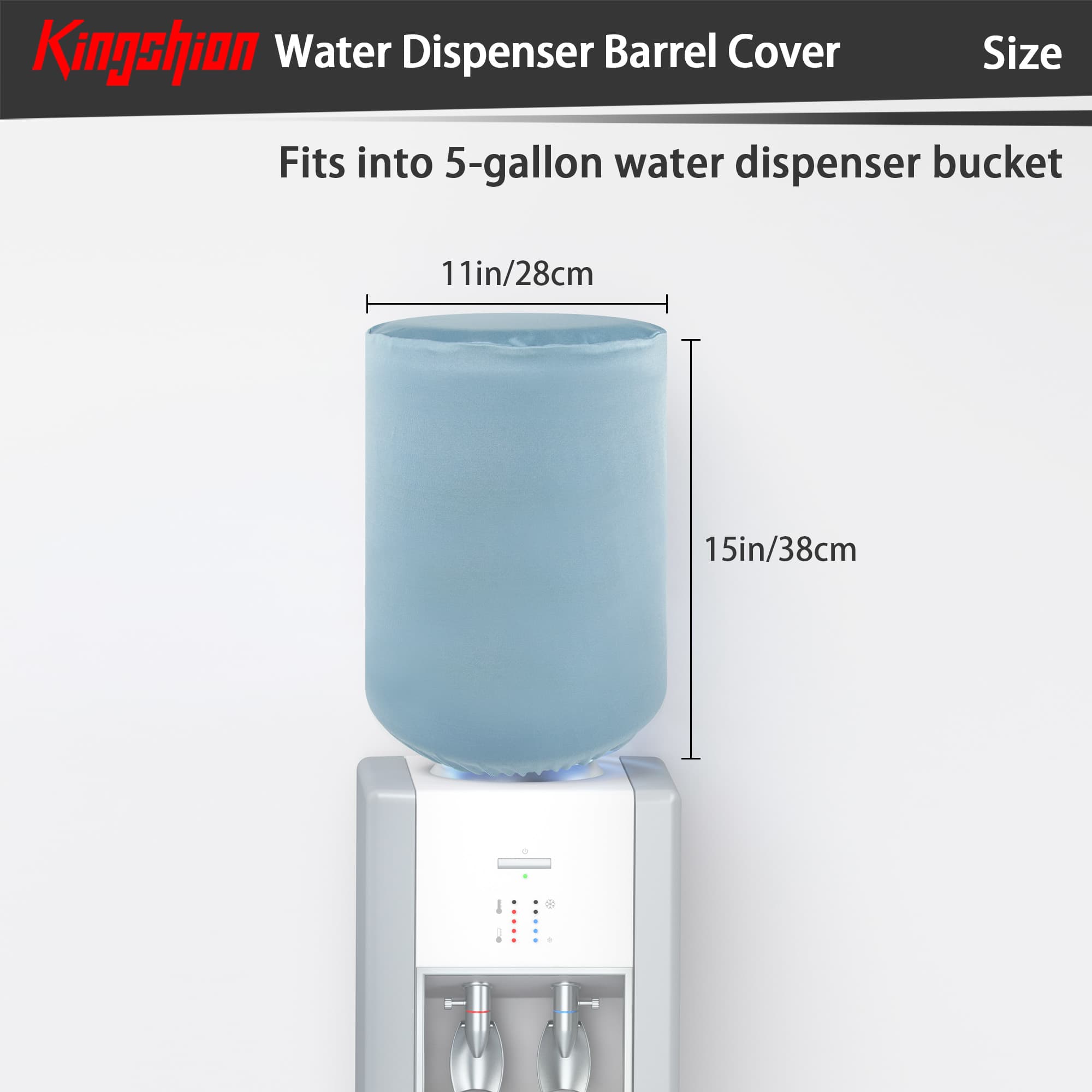 Kingshion Water Dispenser Barrel Cover for 5 Gallon Water Bottle,  Fabric Water Cooler Covers, Elastic Fabric Bucket Decor Protector Cover, Reusable Furniture Standard Cover Protector, Light Blue - 1