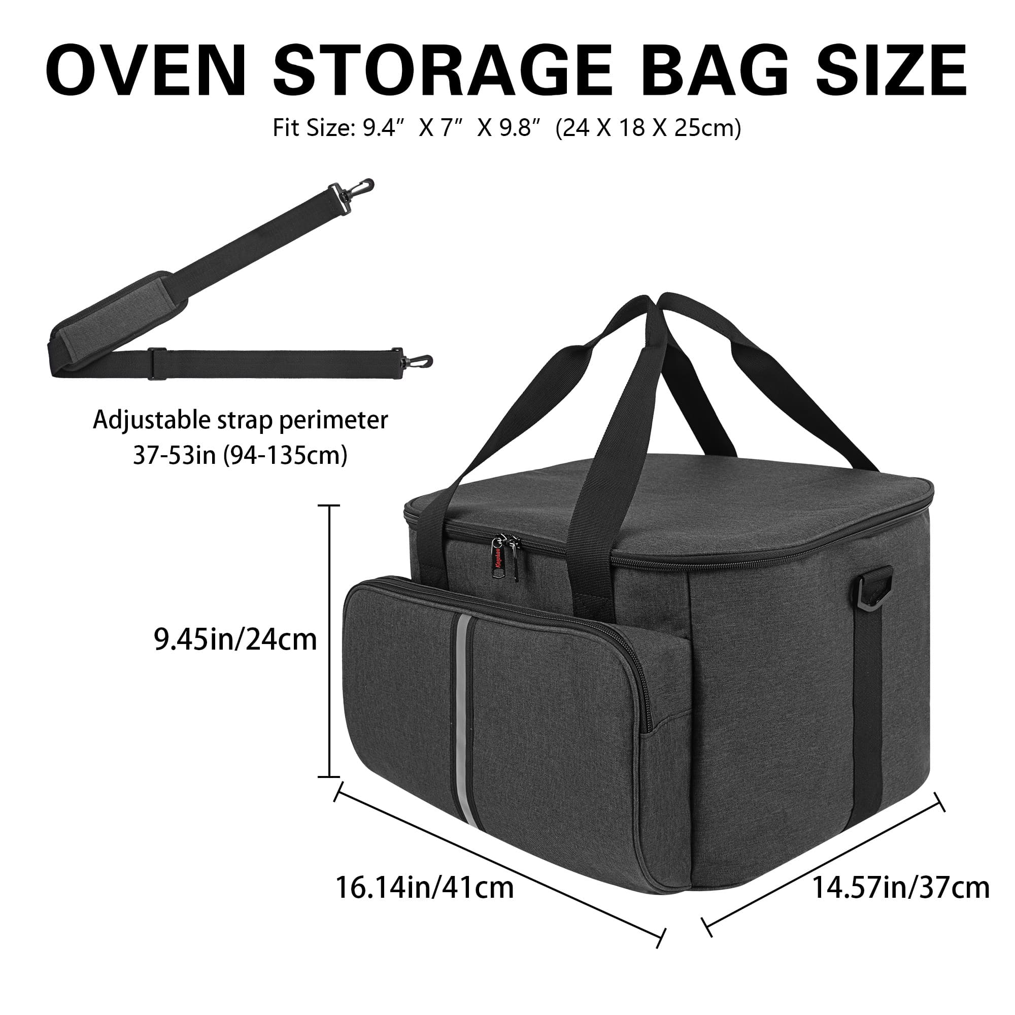 16" Pizza Oven Travel Storage Carrying Bag Compatible with Presto 03430 Pizzazz Plus Rotating Oven, Portable Shoulder Organizer Bag for Electric Pizza Cooker Maker - 2