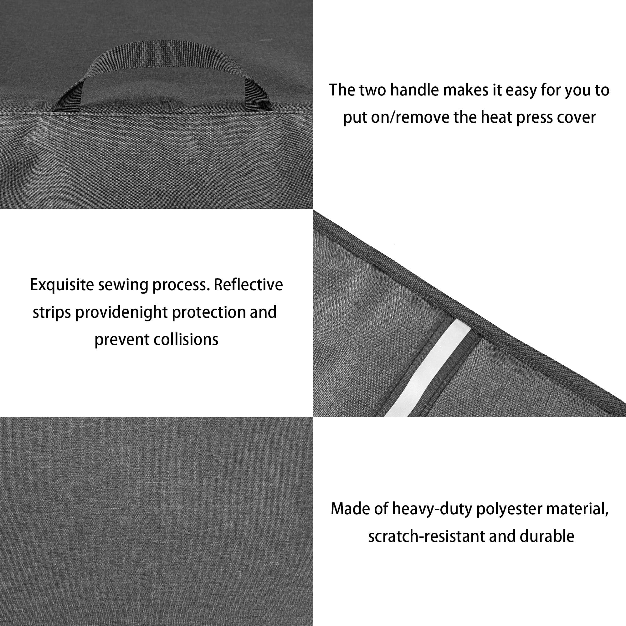 Heat Press Cover, Dust Proof Polyester Protective Cover for 22 x 18 x 16.5 in Heat Press Machine, Heavy-Duty Dark Gray Fabric with Dual Top Handles, Scratch & Dirt Protection for Home and Commercial - 2
