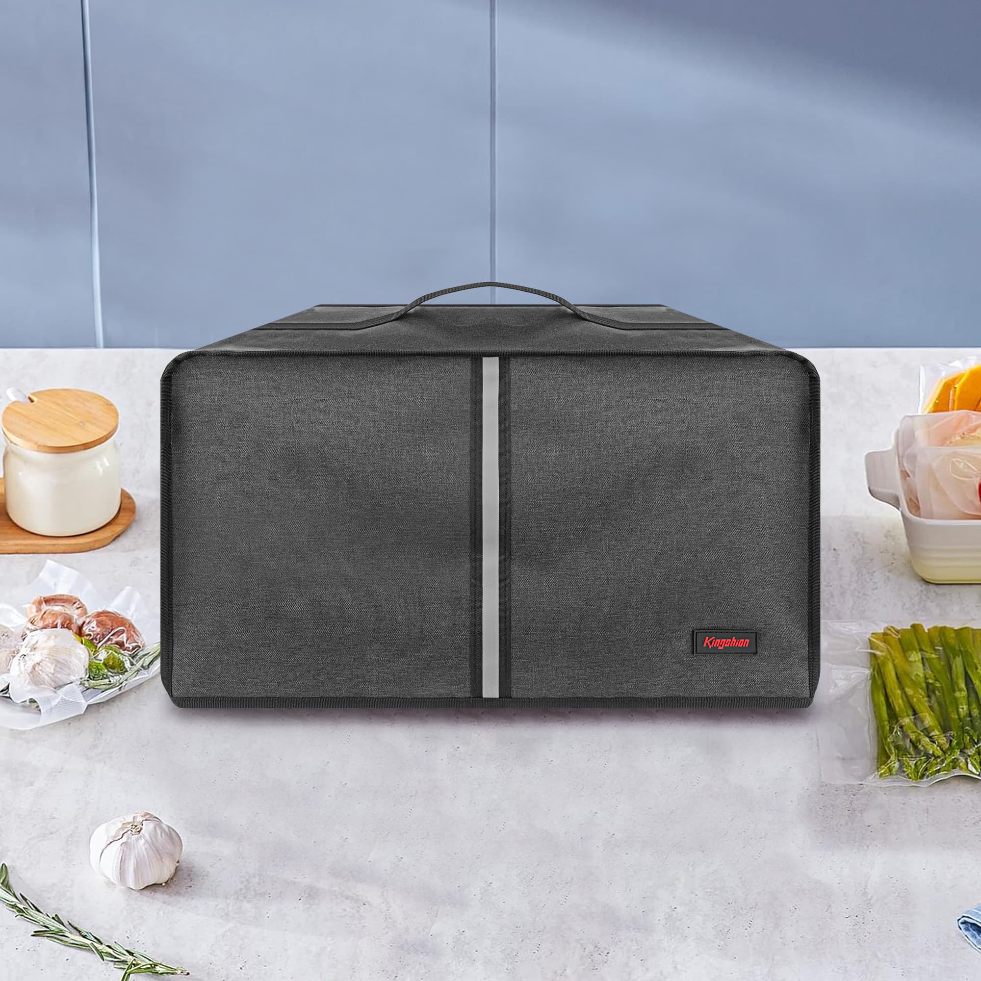 Kingshion Vacuum Sealer Dust Cover with Lateral Pockets Compatible with Avid Armor USV1 Chamber Vacuum Sealer, 12.6 x 12.6 x 6.3 In -Dark Gray - 3